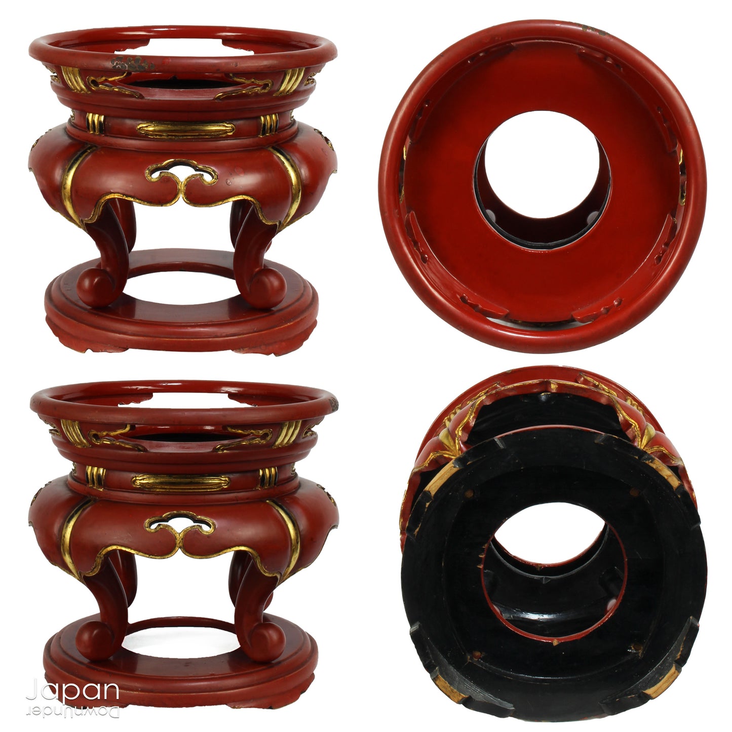 Bring the tranquility of a Buddhist temple into your home with this exquisite large vintage orin resting on a luxurious brocade cushion atop a striking red lacquer stand. Perfect for meditation, yoga and relaxation routines, it creates a peaceful ambiance that will elevate your home or studio. 