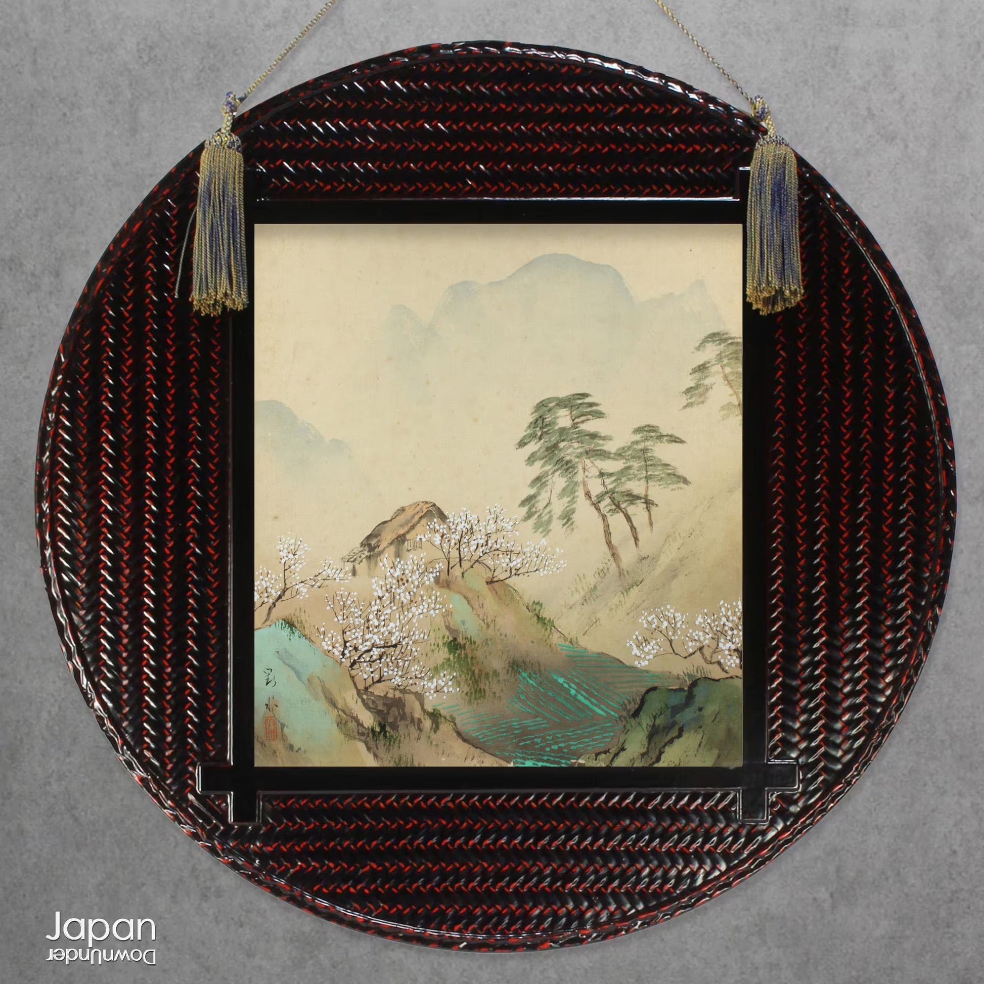 Add a touch of elegance to your space with this one-of-a-kind antique hand painted silk shikishi art board. Originally designed for display at the Japanese tea ceremony, this wonderful piece of art is filled with traditional charm.