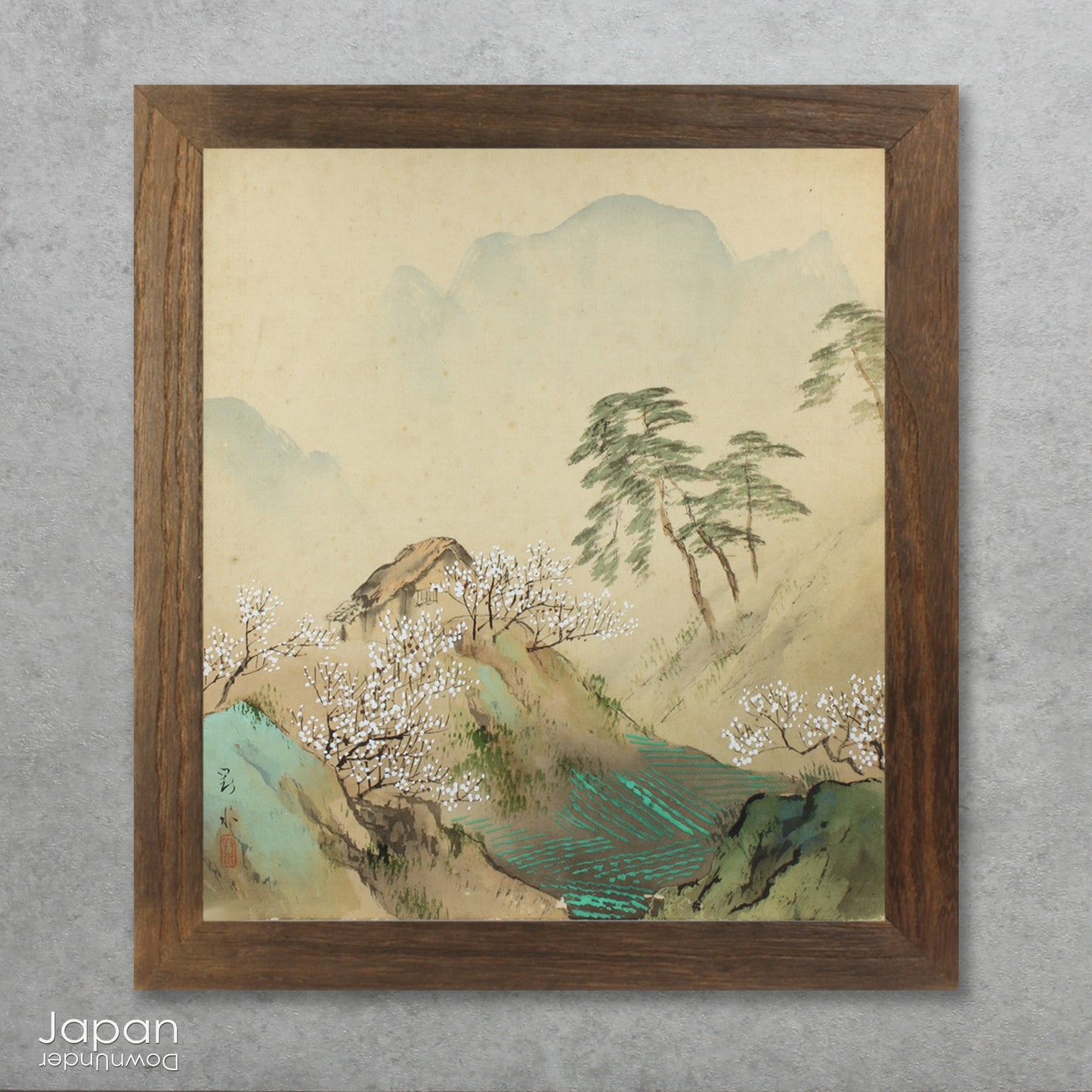 handmade japanese sugi wood frame - rustic style display for shikishi board art