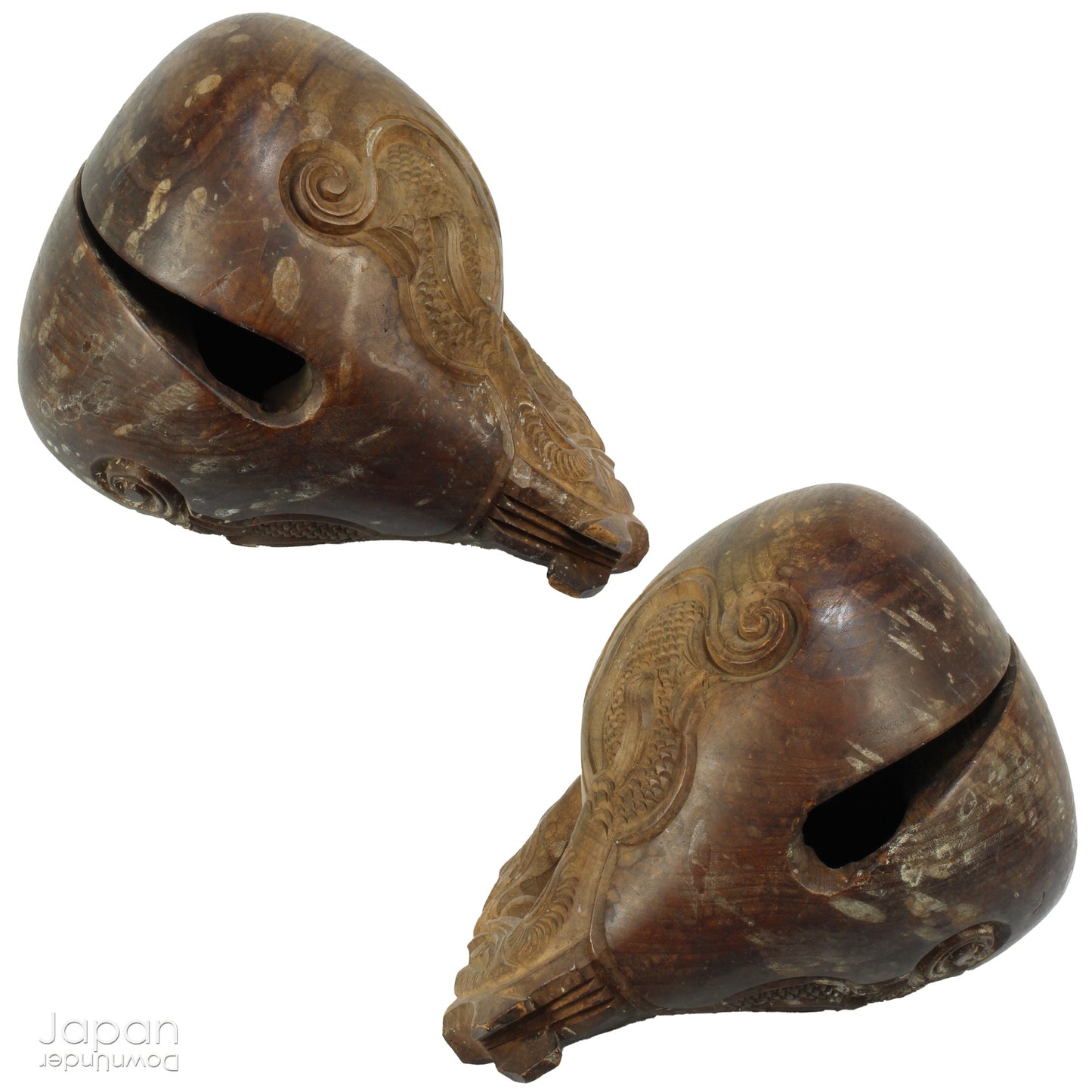 Step into a world of timeless beauty with this wonderful antique mokugyo or chanting drum. With the beautiful patina of age and subtle layers of candle wax drippings, this unique prayer and meditation tool makes a stunning  art object adding a touch of historical elegance to your spiritual space.