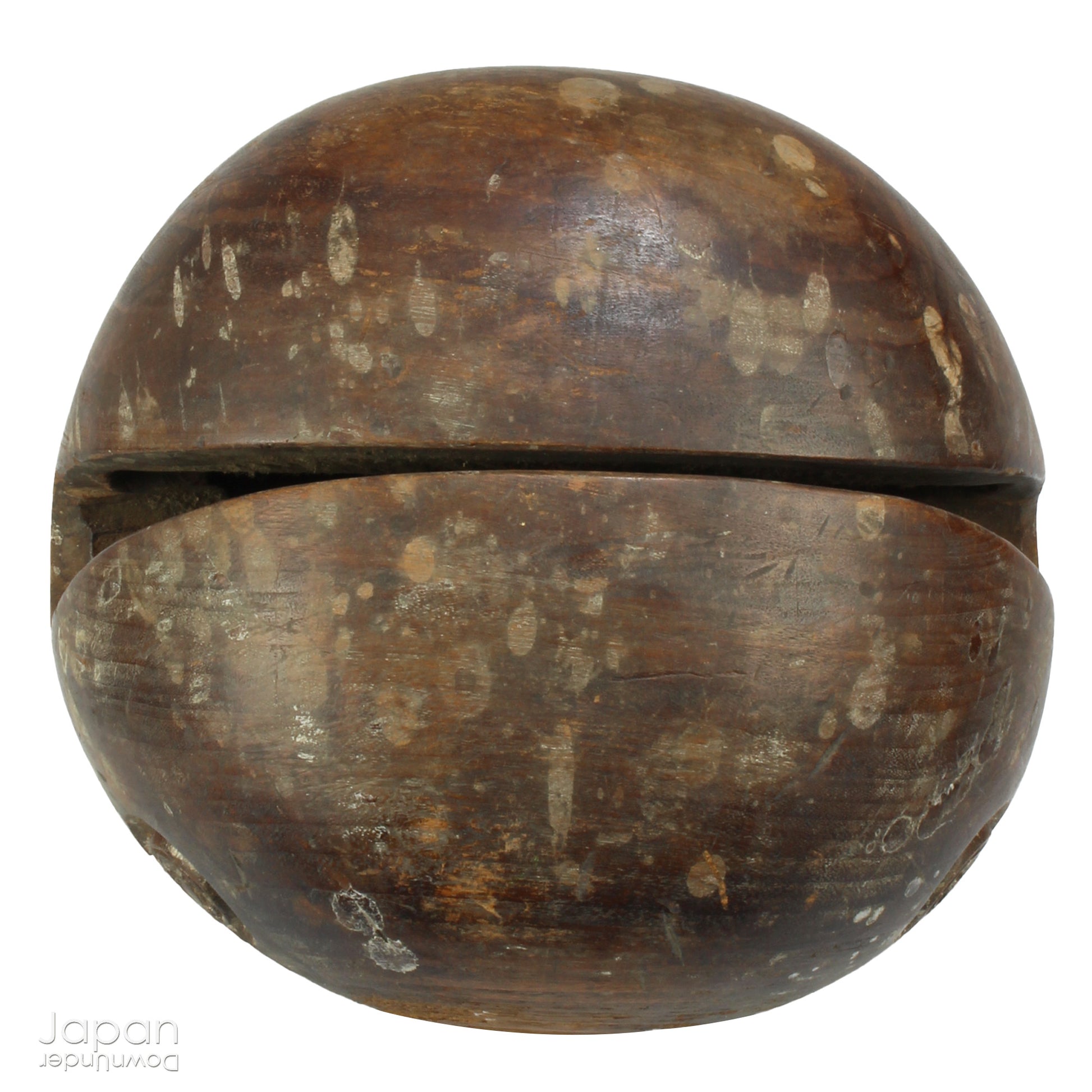 Step into a world of timeless beauty with this wonderful antique mokugyo or chanting drum. With the beautiful patina of age and subtle layers of candle wax drippings, this unique prayer and meditation tool makes a stunning  art object adding a touch of historical elegance to your spiritual space.