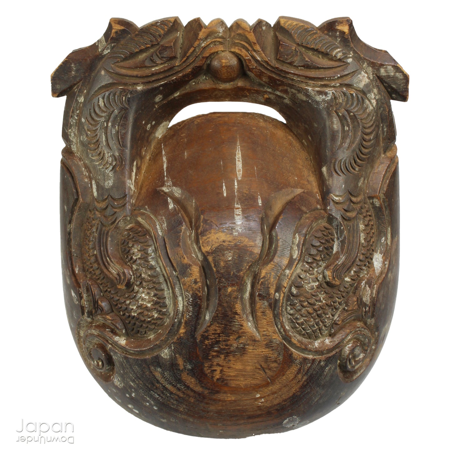 Step into a world of timeless beauty with this wonderful antique mokugyo or chanting drum. With the beautiful patina of age and subtle layers of candle wax drippings, this unique prayer and meditation tool makes a stunning  art object adding a touch of historical elegance to your spiritual space.
