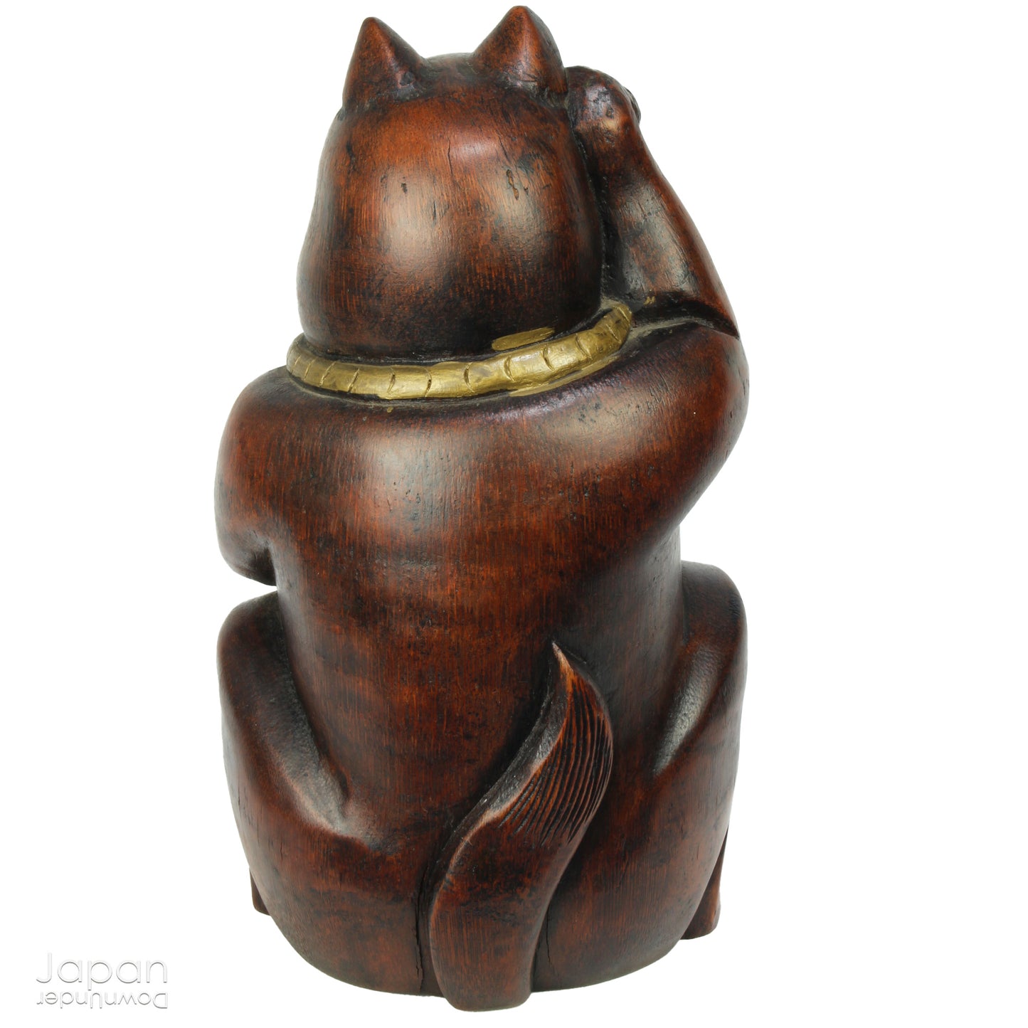 Add a touch of vintage charm to your home or office with this quaint Japanese maneki neko lucky cat. Crafted from bamboo, this larger sized cat, holding an abacus, is believed to beckon in wealth and good luck. Perfect for infusing positive energy and a touch of nostalgia into any space. 