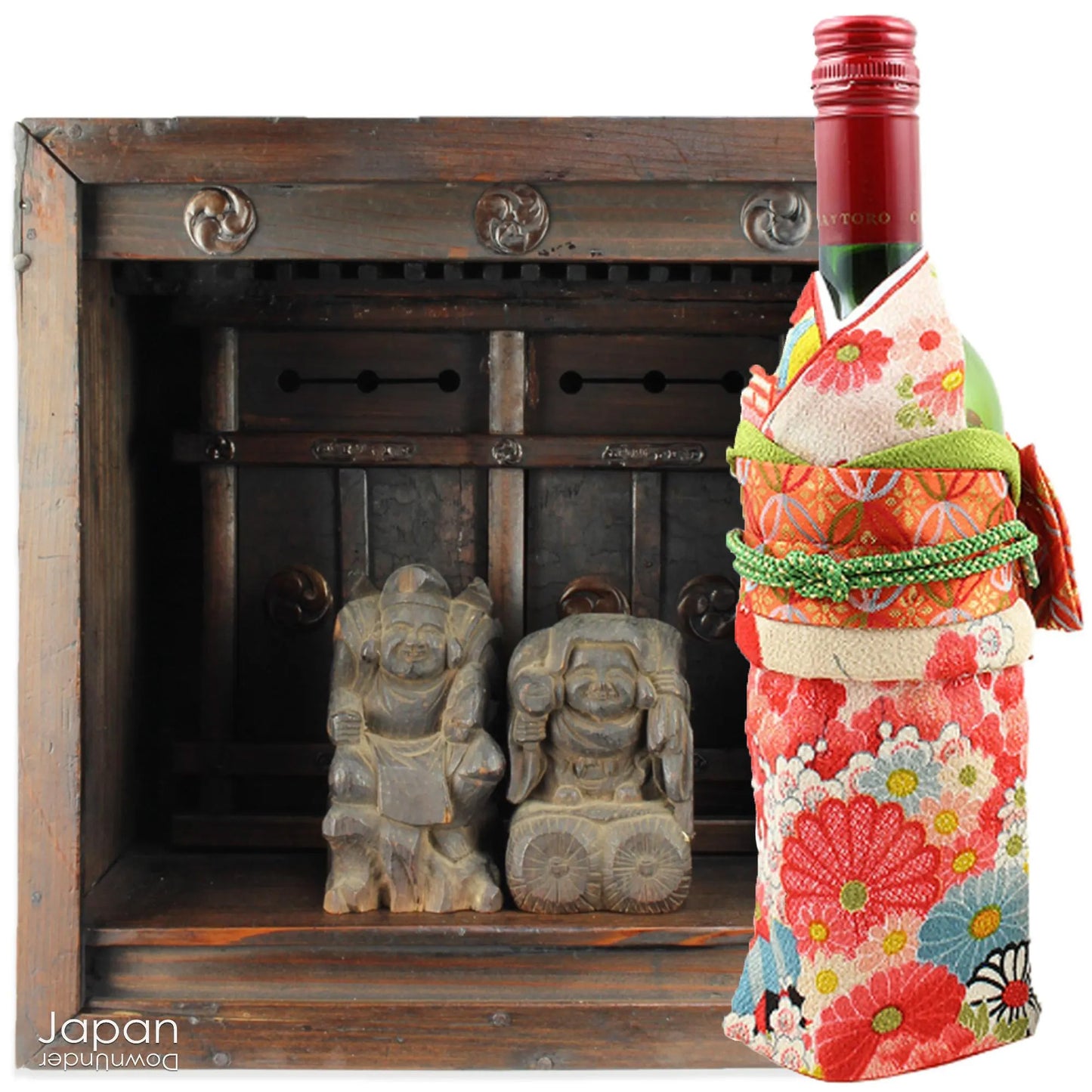 Bring a piece of history into your home with this rare 1800's Shinto folk faith shrine, perfect for creating a sacred space on your own god shelf or within your home. This antique religious decor piece includes the lucky gods, Ebisu and Daikoku.