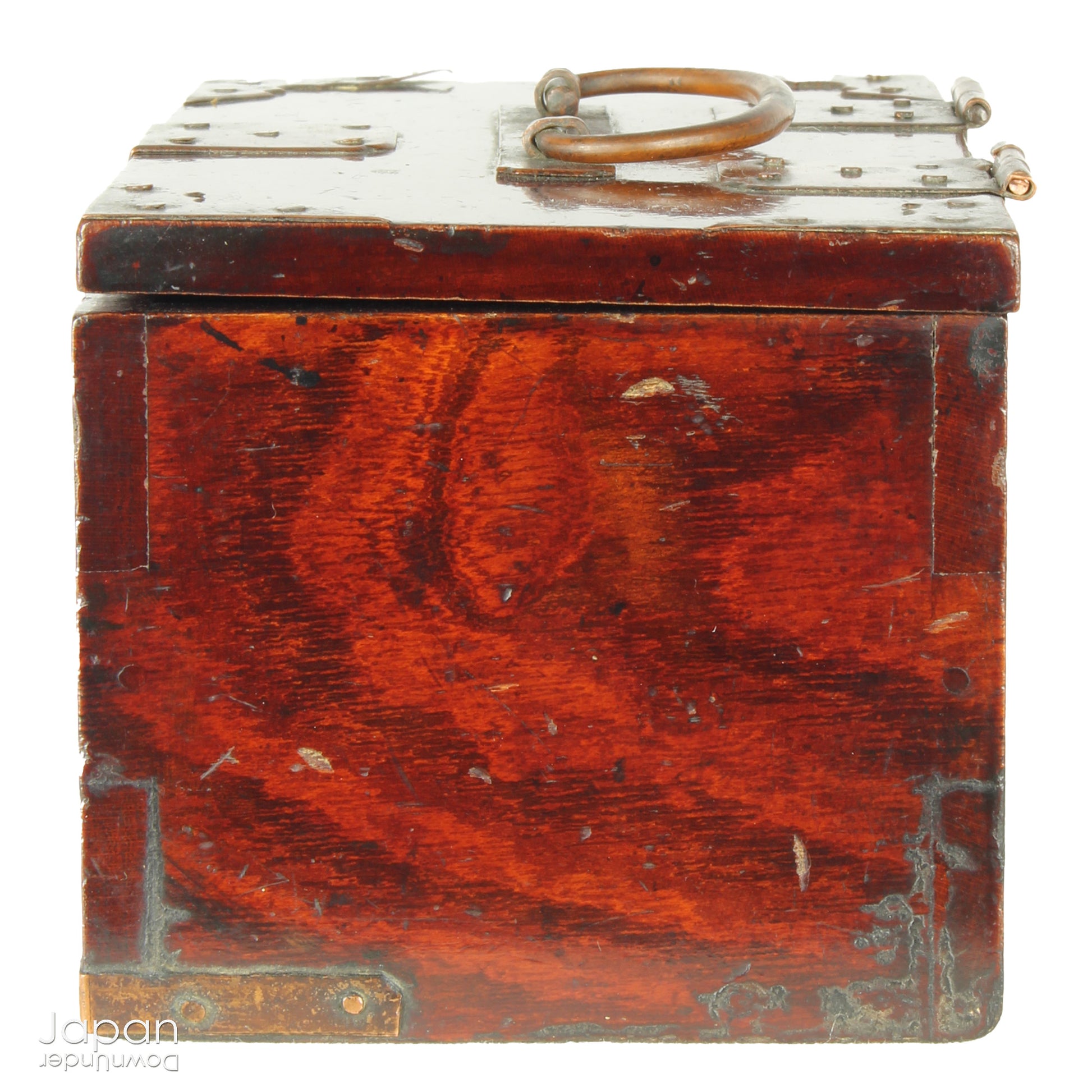 Discover a rare and beautifully aged treasure from the Meiji era (late 1800s) - a small Japanese wooden box that perfectly marries rustic charm with quiet sophistication. Originally designed with purpose and practicality at its core, this piece offers both functional storage and an understated aesthetic appeal, making it an ideal home for your cherished keepsakes or a striking accent in any space.