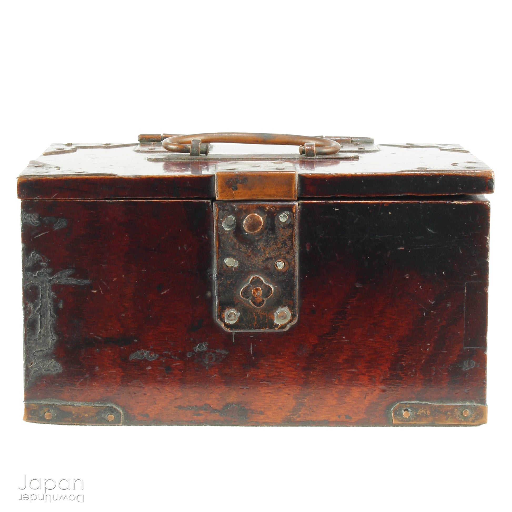 Discover a rare and beautifully aged treasure from the Meiji era (late 1800s) - a small Japanese wooden box that perfectly marries rustic charm with quiet sophistication. Originally designed with purpose and practicality at its core, this piece offers both functional storage and an understated aesthetic appeal, making it an ideal home for your cherished keepsakes or a striking accent in any space.