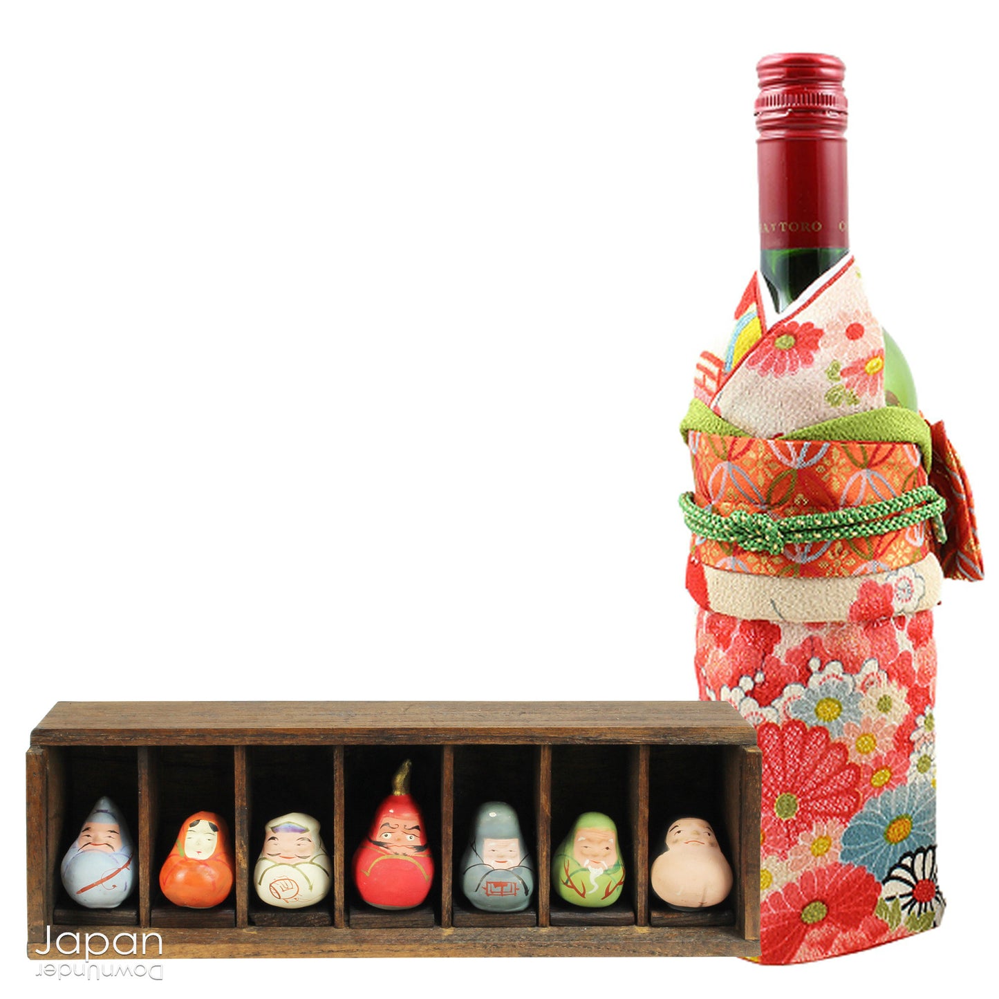 antique japanese daruma miniature figurines -  kamidana lucky charm