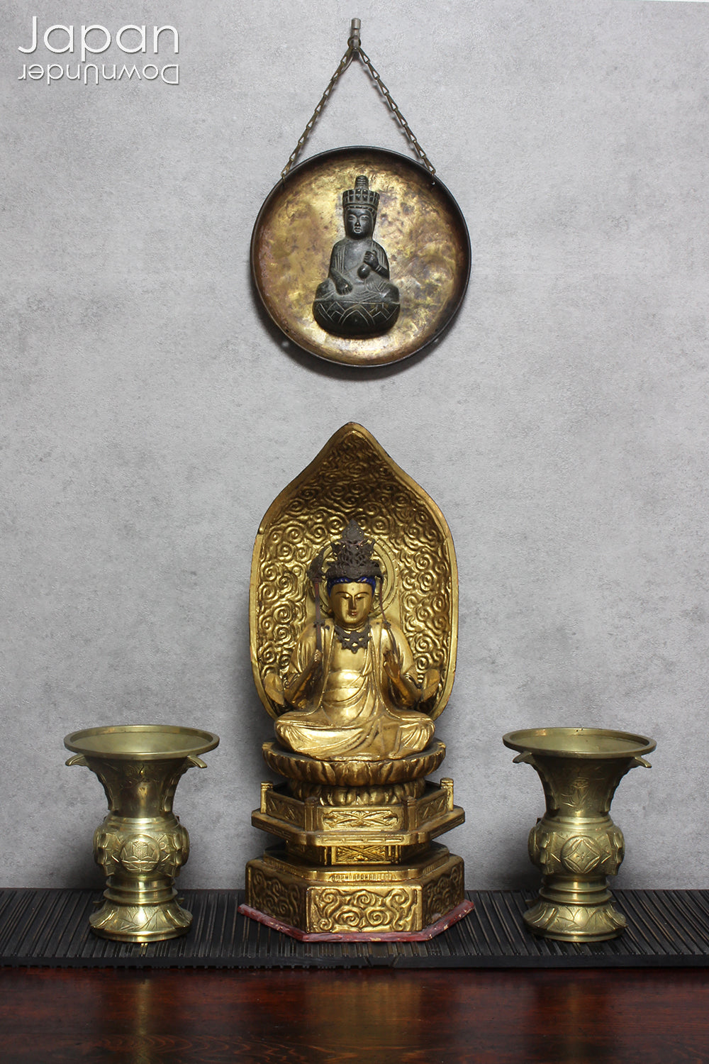 Bring a sense of ancient serenity and profound beauty to your home with this 15-inch Buddhist gold gilt wood Dainichi Nyorai statue. Handcrafted with exceptional attention to detail, this Japanese antique offers more than just a decorative piece.