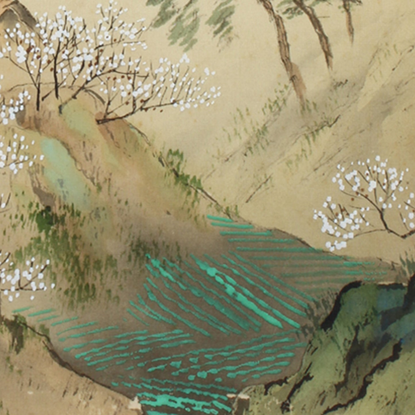 Add a touch of elegance to your space with this one-of-a-kind antique hand painted silk shikishi art board. Originally designed for display at the Japanese tea ceremony, this wonderful piece of art is filled with traditional charm.