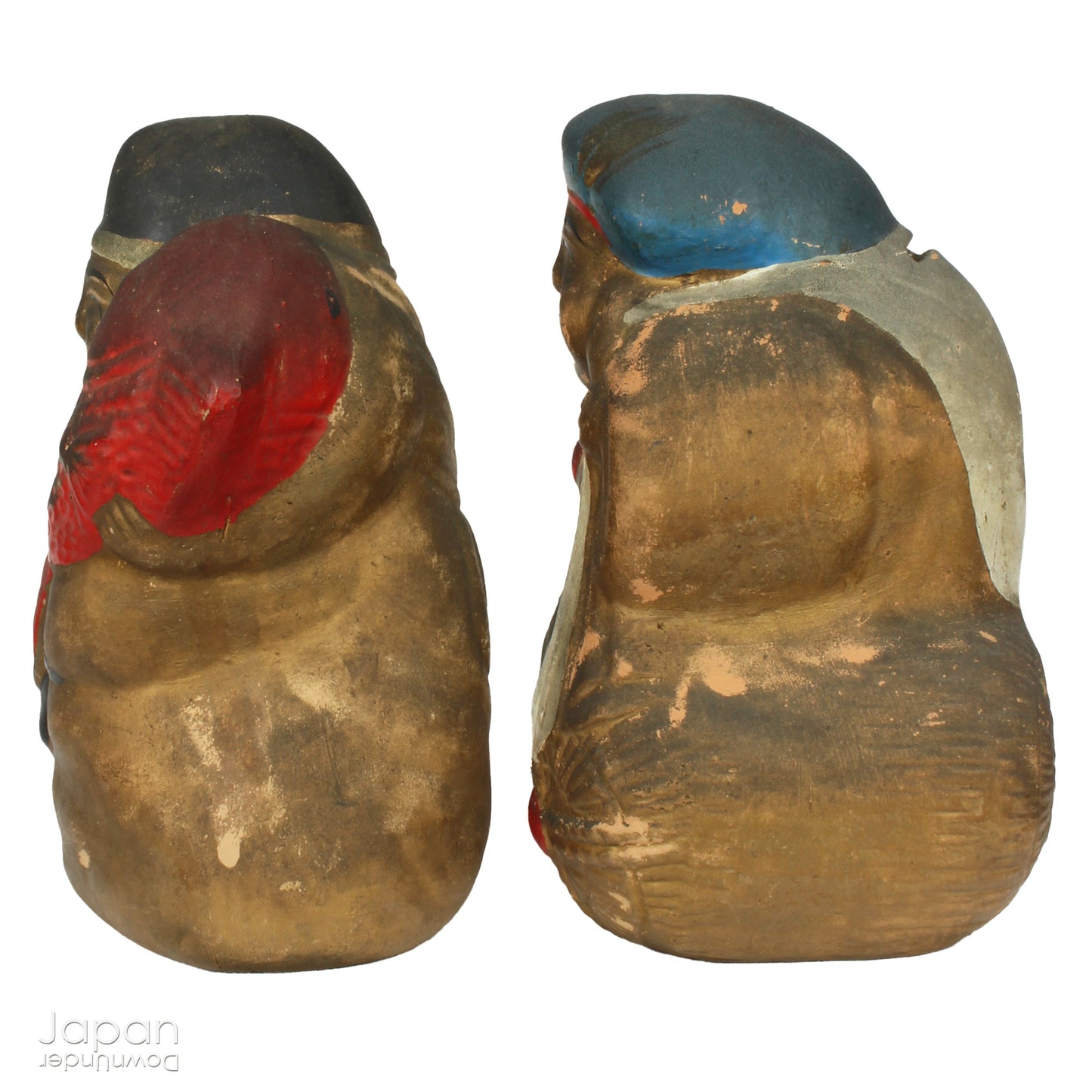 vintage japanese lucky gods clay piggy banks with antique patina