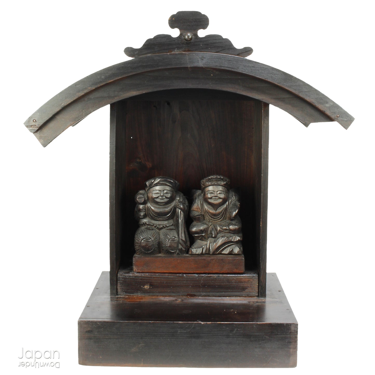 Bring a piece of history into your home with this 1900’s Shinto folk faith shrine, perfect for creating a sacred space on your own kamidana (god shelf) or within your home. This antique religious decor features the lucky gods, Ebisu and Daikoku