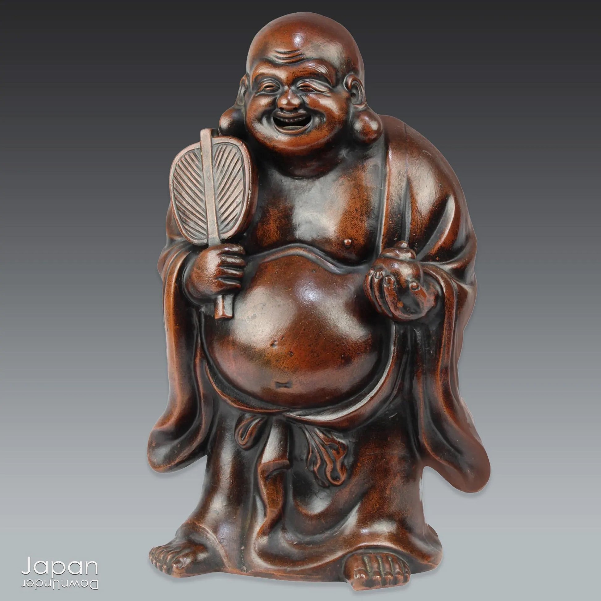 Step into the elegance of Japanese craftsmanship with this remarkable Meiji-era Bizen Hotei god sculpture. This rare treasure, with its understated yet powerful presence, invites the spirit of ancient Japanese artistry into your space. Whether you're an avid art collector, a lover of history, or simply someone who treasures the beauty of authentic craftsmanship, this piece offers a perfect blend of art, culture, and symbolism.