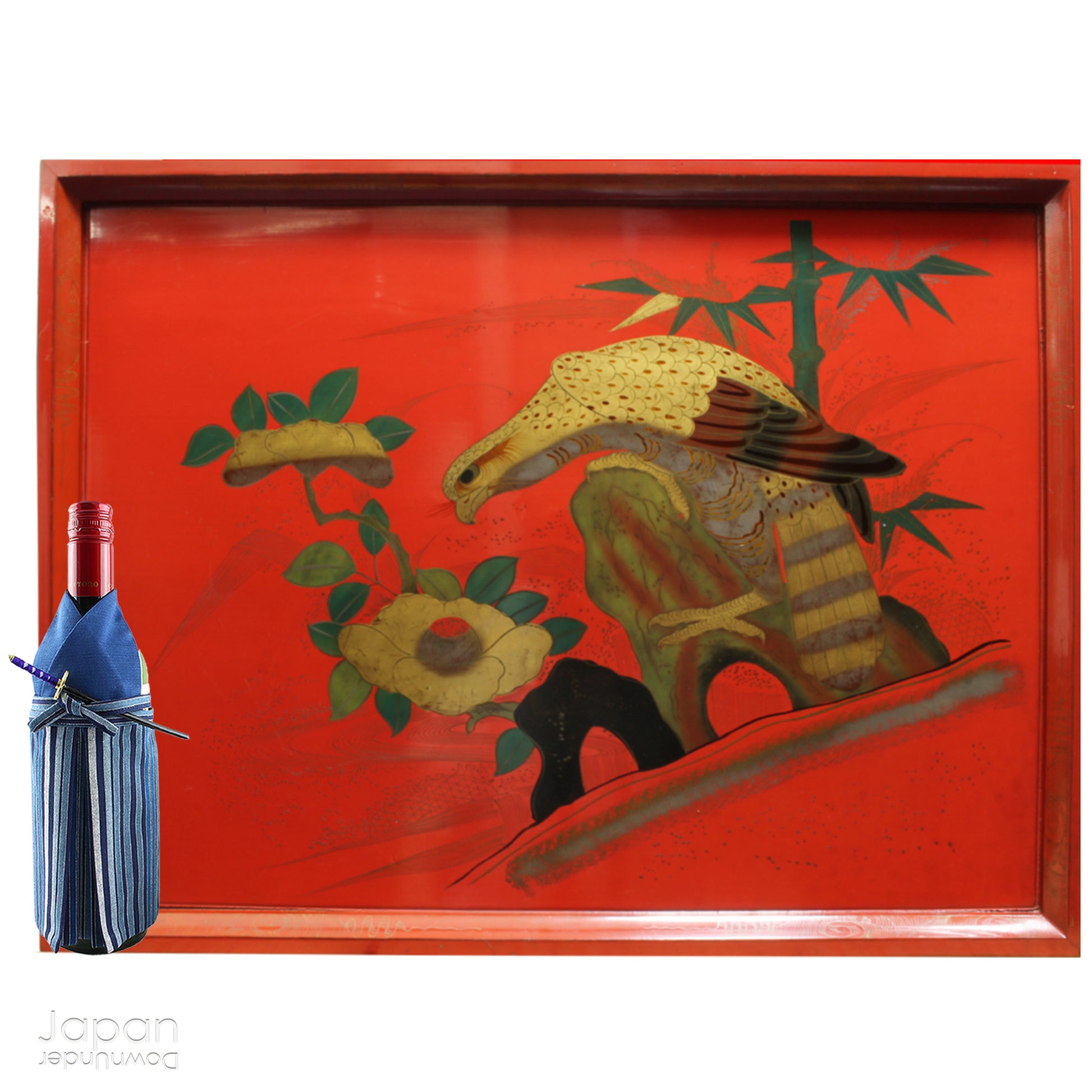 This exquisite 1800s rare red lacquer tray is a captivating piece that transports you back in time. Featuring a majestic hawk surrounded by lush peonies and bamboo, it’s not just a tray - it's a stunning work of art that brings history, culture, and elegance into your space. A true treasure for collectors and those who appreciate antique beauty, this tray offers both charm and significance.