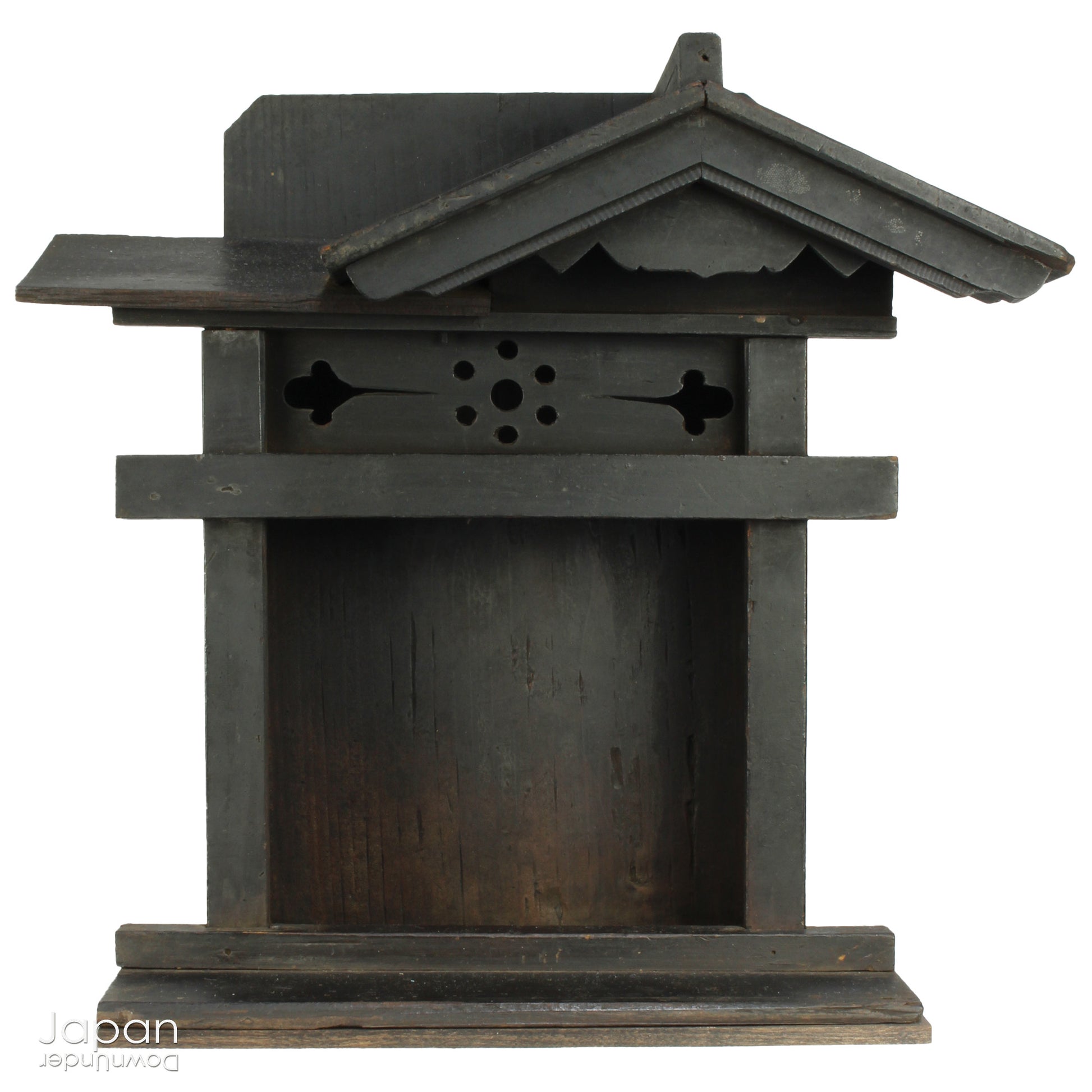 This charming Edo-period Shinto shrine is a rare and beautiful find - an authentic piece once cherished in a traditional Japanese country home. It originally held pride of place on the kamidana (god shelf), serving as a sacred site for daily offerings and prayers. Nestled within are a pair of hand-carved Inari foxes - protective spirits known to bring fortune, fertility, and blessings.