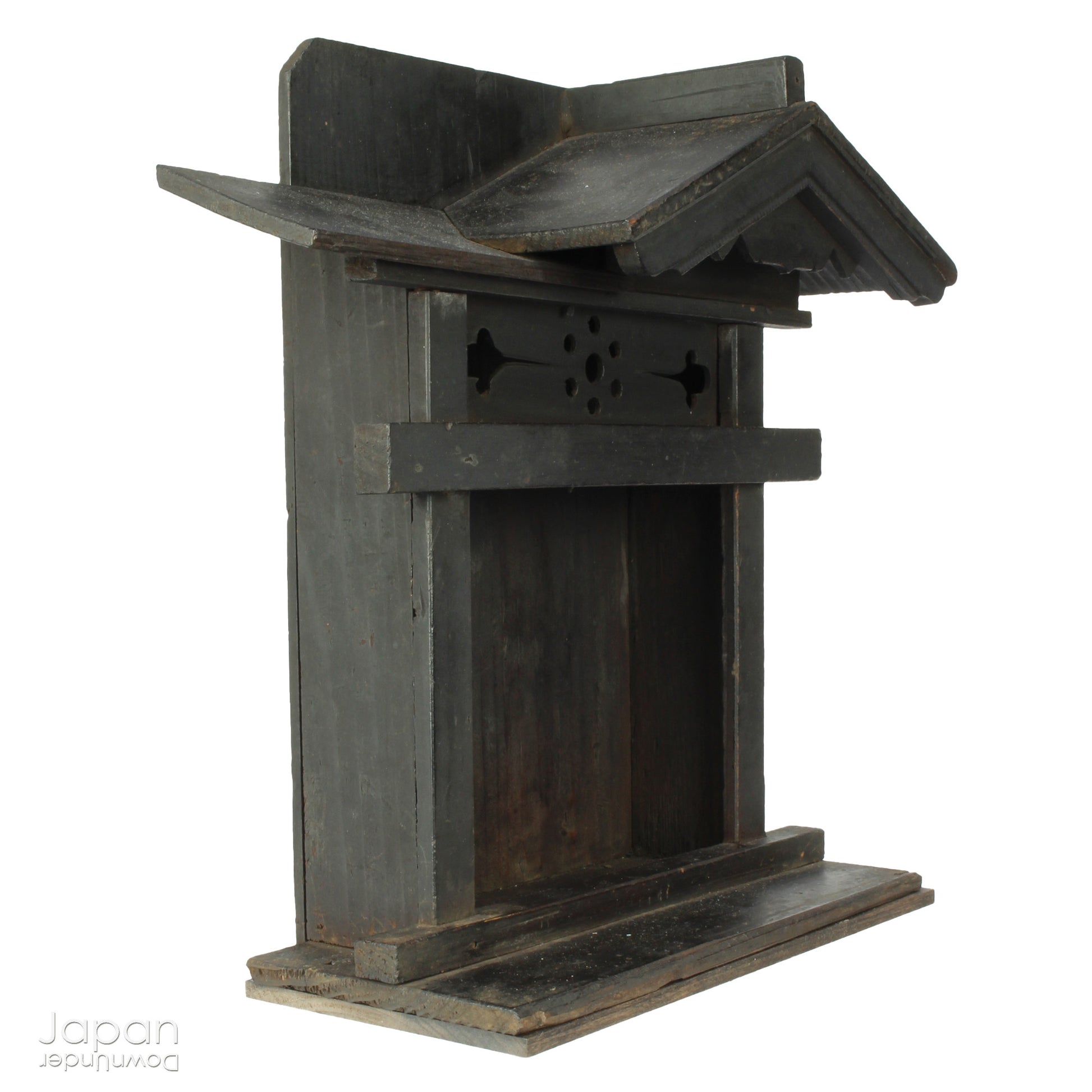This charming Edo-period Shinto shrine is a rare and beautiful find - an authentic piece once cherished in a traditional Japanese country home. It originally held pride of place on the kamidana (god shelf), serving as a sacred site for daily offerings and prayers. Nestled within are a pair of hand-carved Inari foxes - protective spirits known to bring fortune, fertility, and blessings.