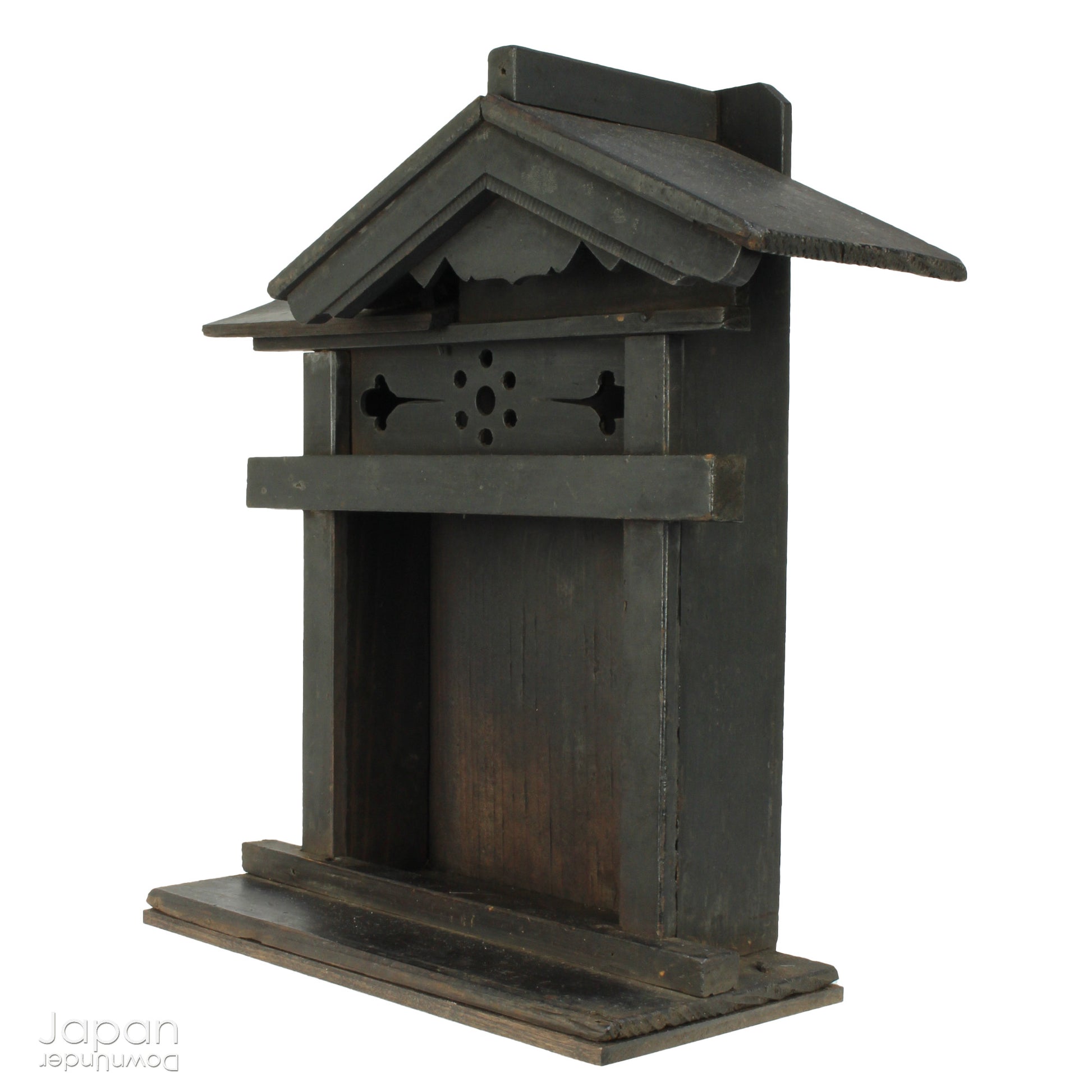 This charming Edo-period Shinto shrine is a rare and beautiful find - an authentic piece once cherished in a traditional Japanese country home. It originally held pride of place on the kamidana (god shelf), serving as a sacred site for daily offerings and prayers. Nestled within are a pair of hand-carved Inari foxes - protective spirits known to bring fortune, fertility, and blessings.