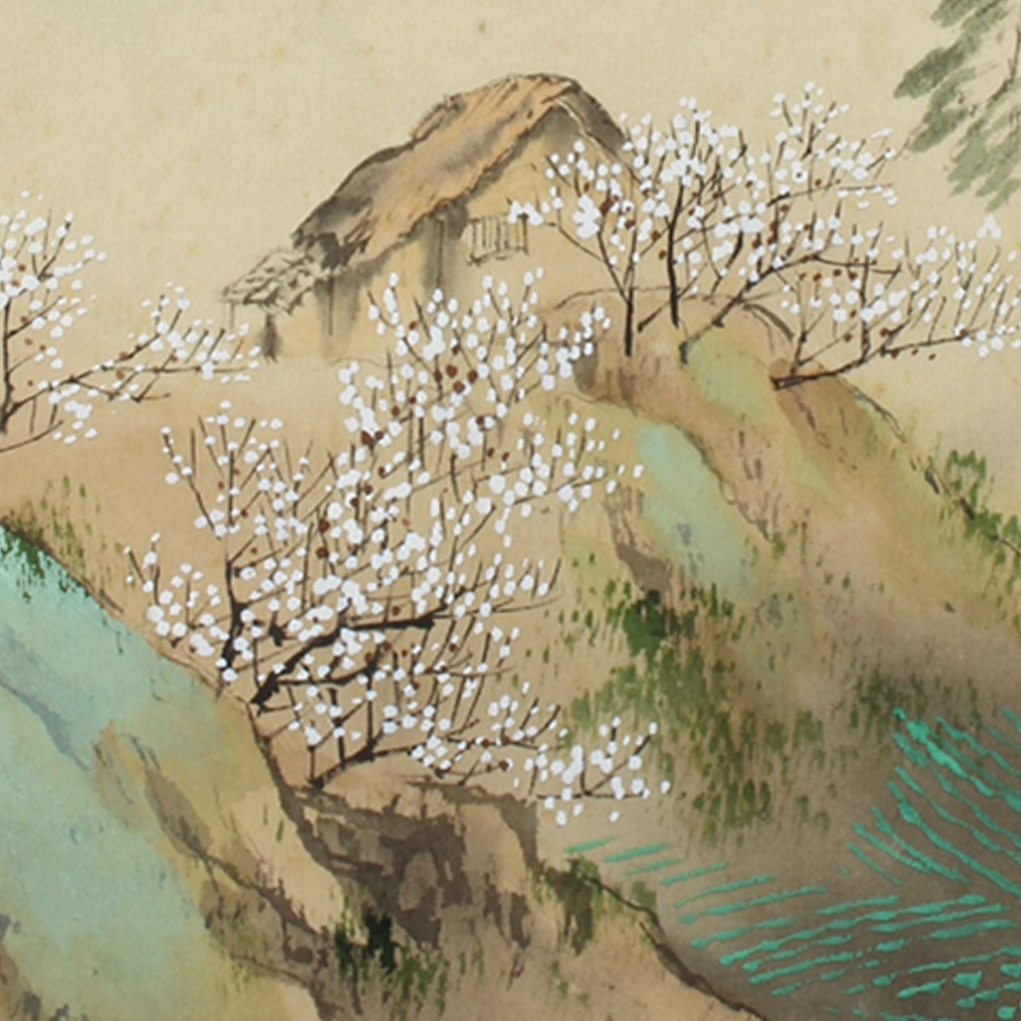 Add a touch of elegance to your space with this one-of-a-kind antique hand painted silk shikishi art board. Originally designed for display at the Japanese tea ceremony, this wonderful piece of art is filled with traditional charm.