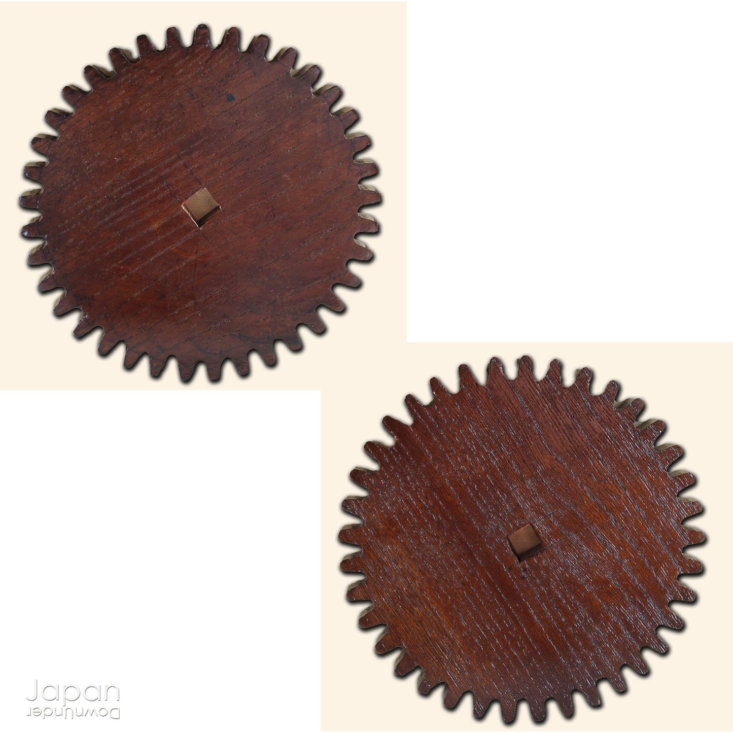 Add a touch of history and rustic charm to your home with these exquisite handcrafted wooden gears, salvaged from the rich tradition of Japan's silk industry. Perfect for those who appreciate the beauty of industrial antiques, these cogs will transform any space into a timeless display.