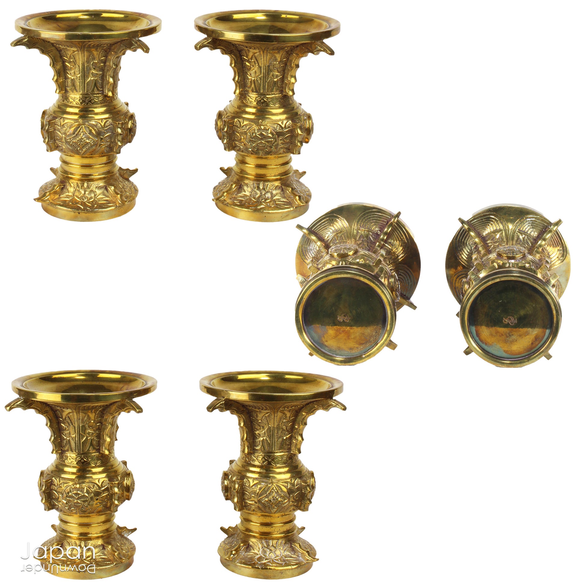 Discover the serene elegance of this vintage set of Buddhist altar offering tools, crafted from fine brass with meticulous attention to detail. Perfect for enhancing your spiritual rituals, these tools add both beauty and tranquility to any sacred space.