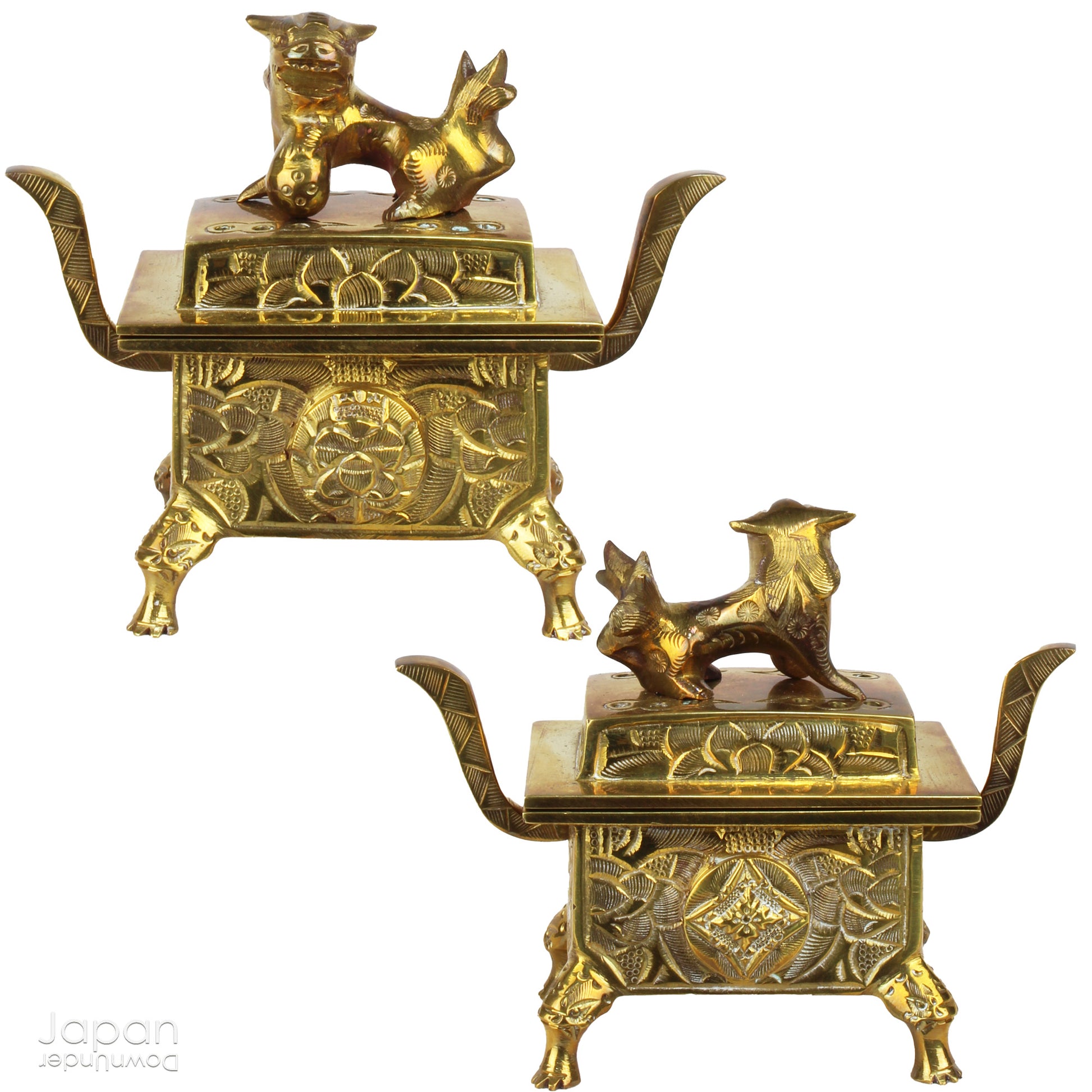 Discover the serene elegance of this vintage set of Buddhist altar offering tools, crafted from fine brass with meticulous attention to detail. Perfect for enhancing your spiritual rituals, these tools add both beauty and tranquility to any sacred space.