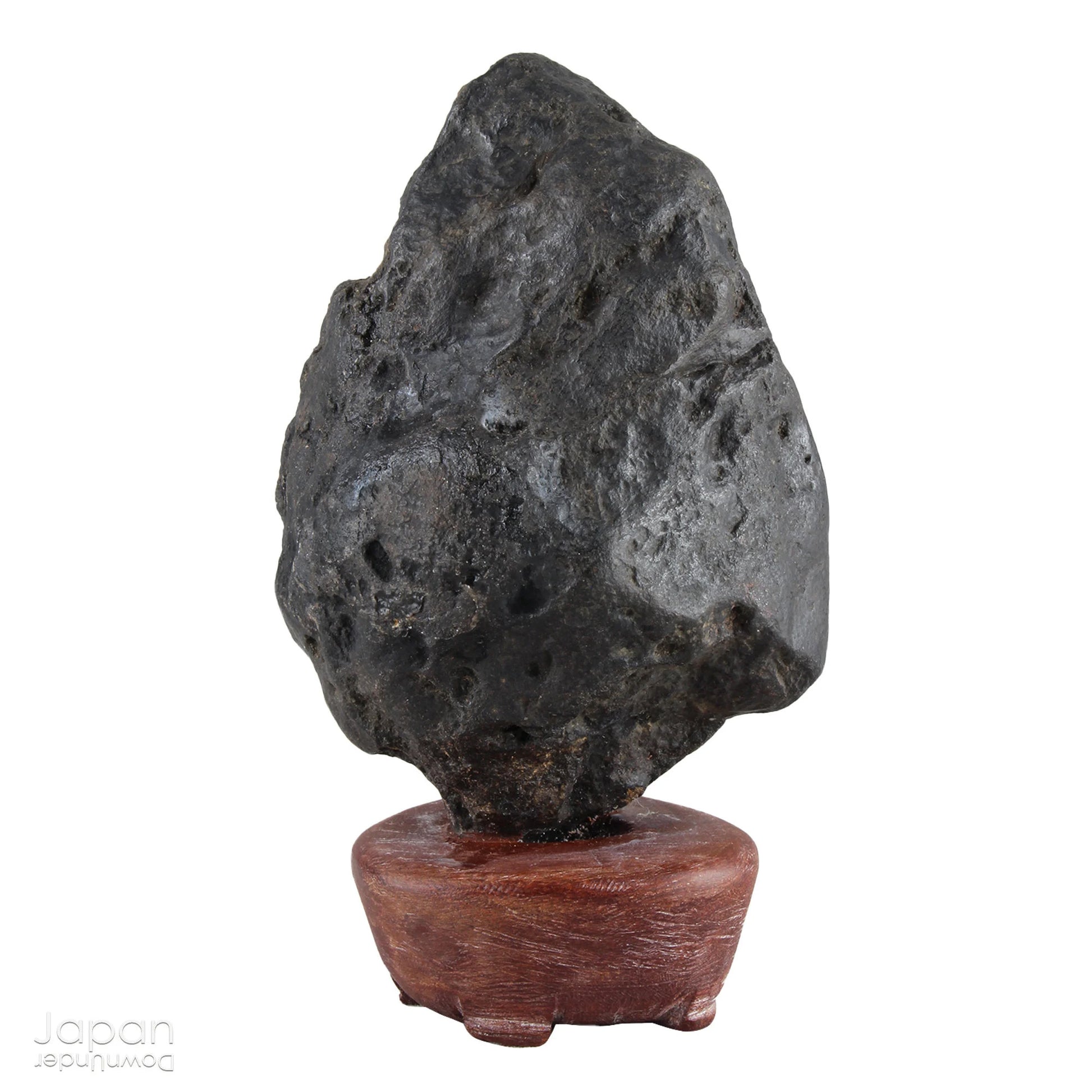 Gracefully poised atop a hand-carved wooden daiza (stand), this suiseki stone emanates a quiet, contemplative energy - making it an ideal centerpiece for spaces devoted to mindfulness, reflection, or artistic inspiration.