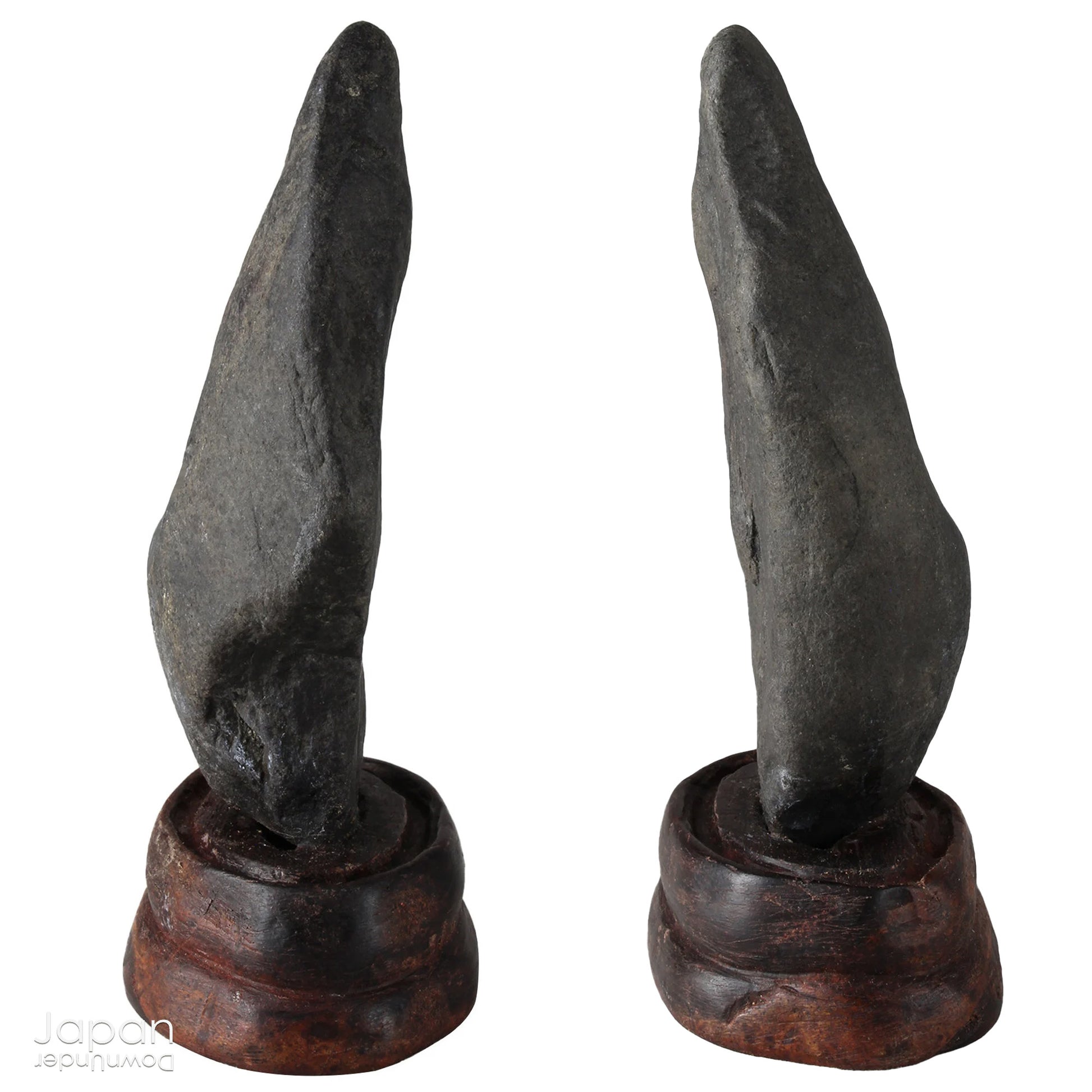 Invite a sense of contemplative calm into your space with this evocative pair of vintage Japanese suiseki - natural stones shaped by the slow, patient hands of time. Rooted in the Japanese aesthetic traditions of wabi-sabi and the reverence for impermanence, these stones are more than mere objects; they are landscapes in miniature, vessels of stillness, and silent poems composed by nature itself.