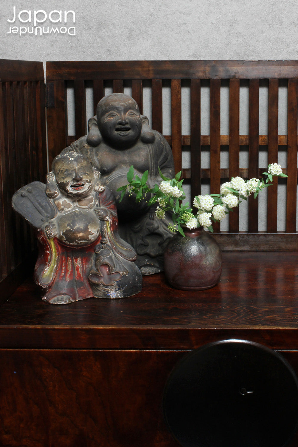 A wonderful piece of history, this charming 1800’s clay doll, shaped as Hotei, is the god of contentment and happiness and the guardian of children. This unique Shinto amulet is a rare find, adding a touch of whimsy and protection to your home.