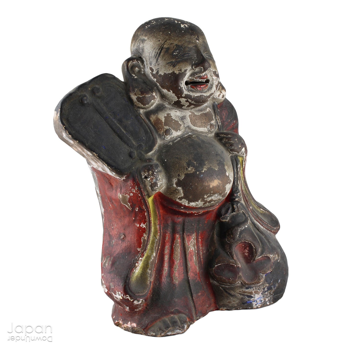A wonderful piece of history, this charming 1800’s clay doll, shaped as Hotei, is the god of contentment and happiness and the guardian of children. This unique Shinto amulet is a rare find, adding a touch of whimsy and protection to your home.