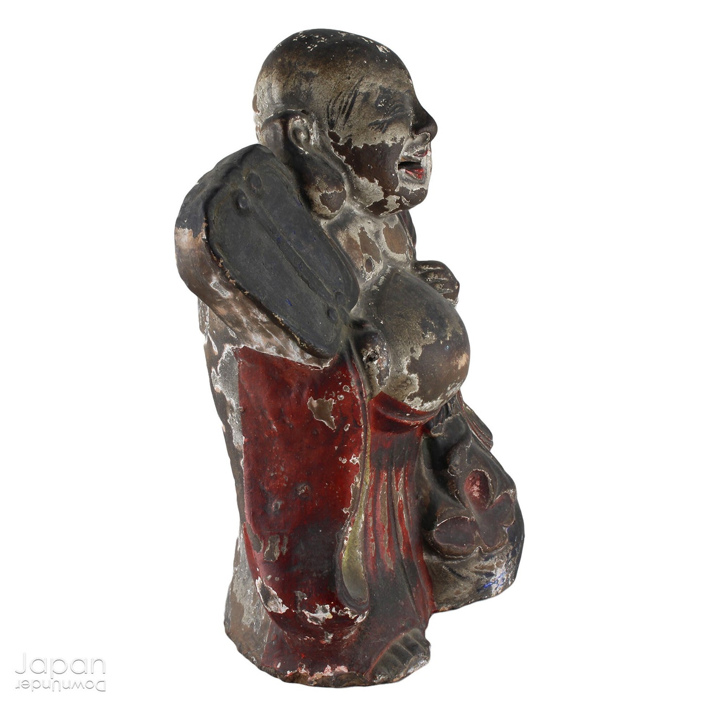 A wonderful piece of history, this charming 1800’s clay doll, shaped as Hotei, is the god of contentment and happiness and the guardian of children. This unique Shinto amulet is a rare find, adding a touch of whimsy and protection to your home.