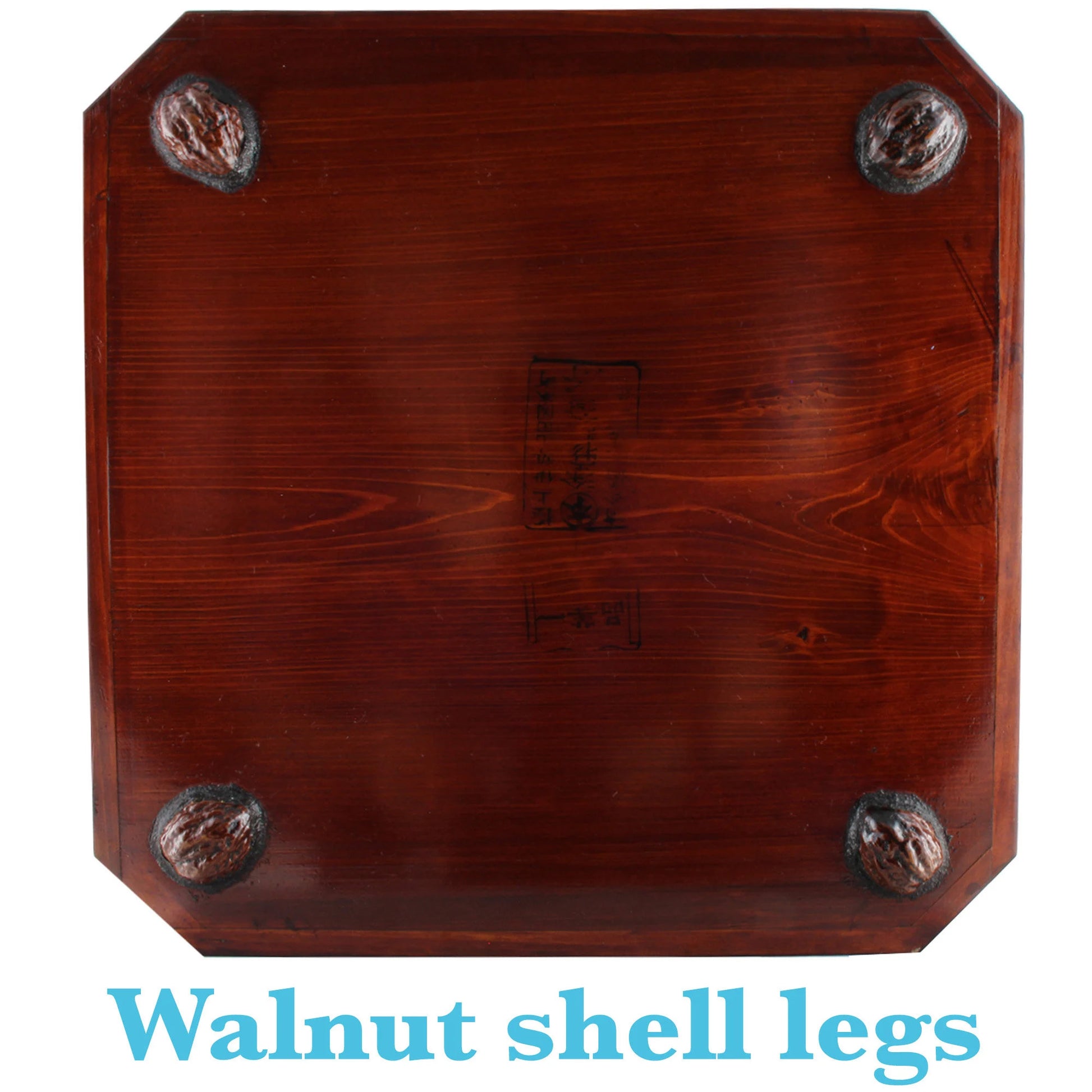 Infuse your space with refined charm through this glossy vintage Japanese lacquer tray - an exquisite fusion of traditional artistry and modern design. Poised gracefully on sculptural walnut shell legs, this distinctive piece is both functional and decorative, perfect for serving or showcasing your cherished treasures.