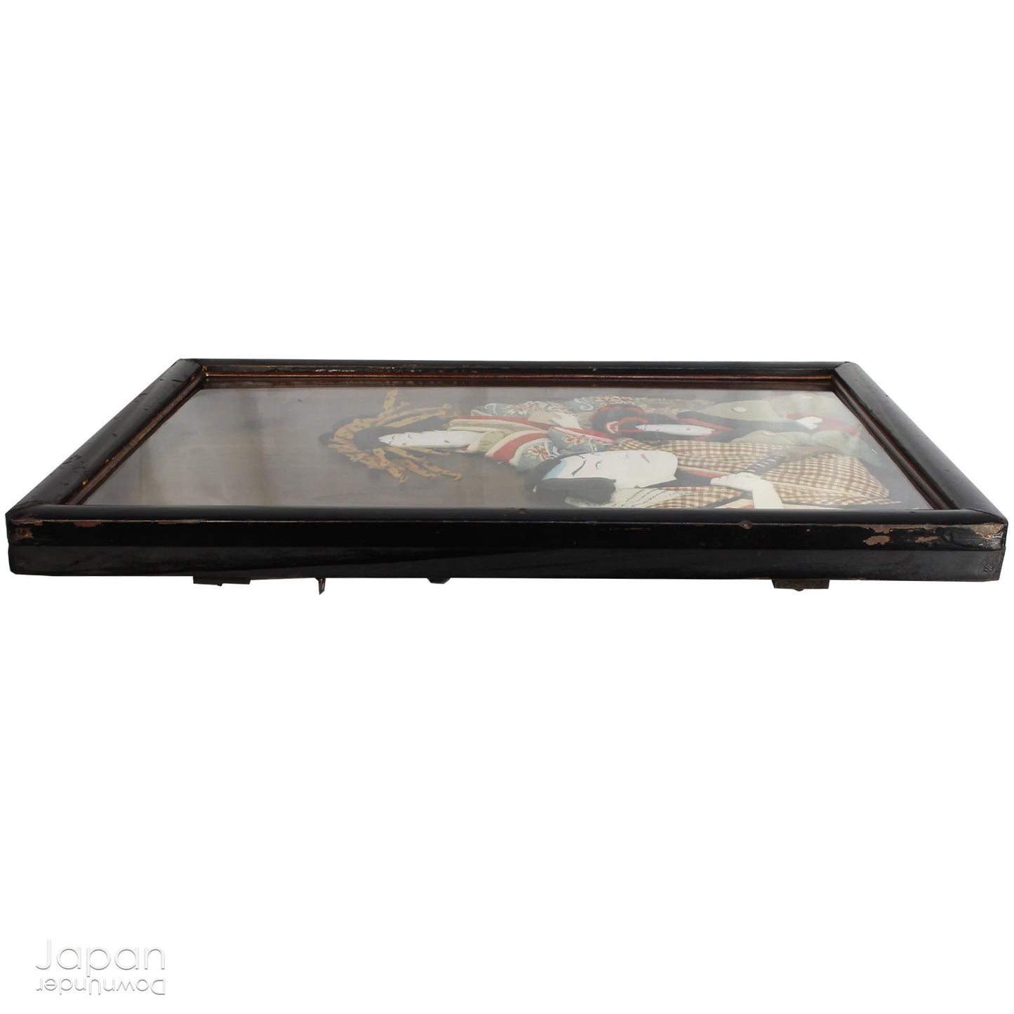 Infuse your home with the rich history and exquisite craftsmanship of this framed antique traditional Japanese Oshie fabric art. Featuring intricate, three-dimensional depictions of Kabuki players, this piece is a true masterpiece that will captivate and become a striking focal point in any room.