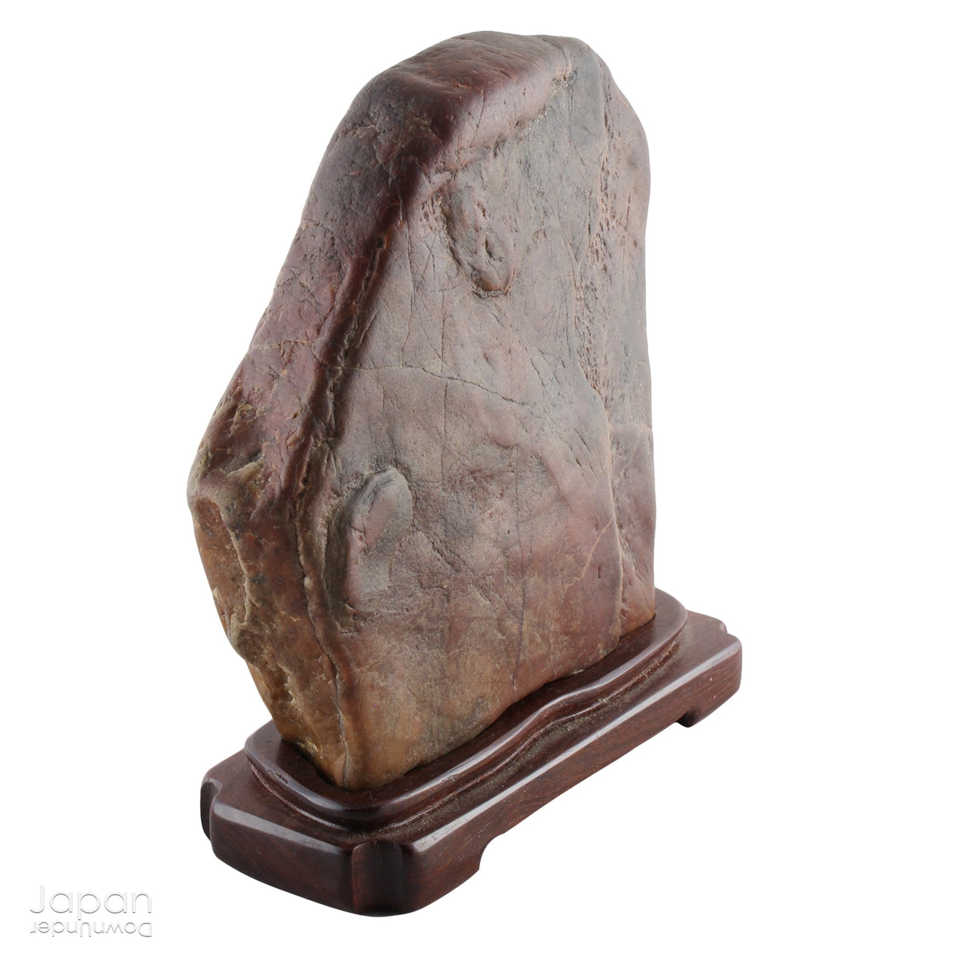 Traditional Japanese stones are classified into a variety of subject categories. There are rugged mountain ranges, mountain peaks from near and afar, snow capped mountains, mountains with waterfalls and lakes, mountain plateaus, coastal rocks with tunnels, human shapes, animal shapes, hut shapes and stones with pictures, to name a few.