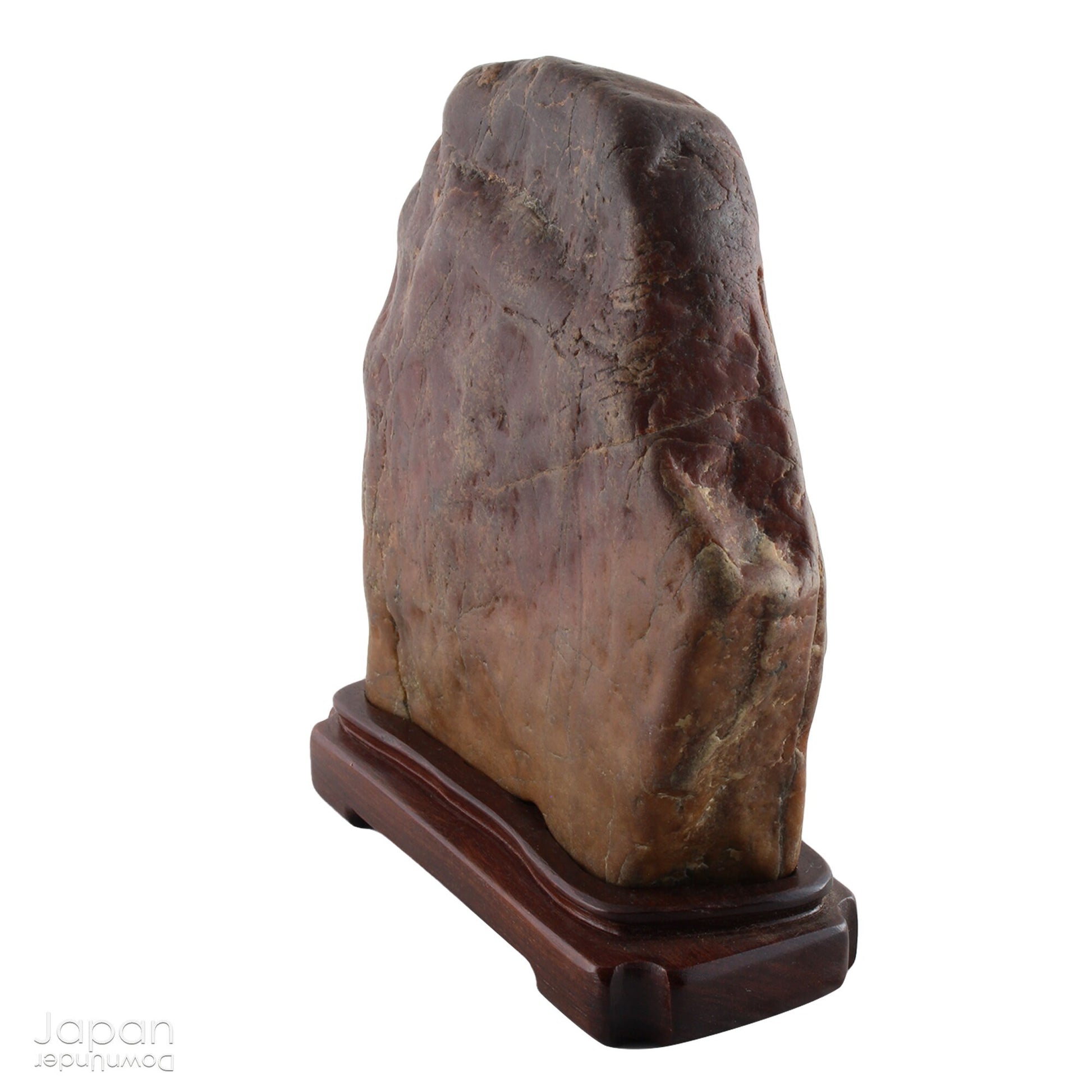 Traditional Japanese stones are classified into a variety of subject categories. There are rugged mountain ranges, mountain peaks from near and afar, snow capped mountains, mountains with waterfalls and lakes, mountain plateaus, coastal rocks with tunnels, human shapes, animal shapes, hut shapes and stones with pictures, to name a few.