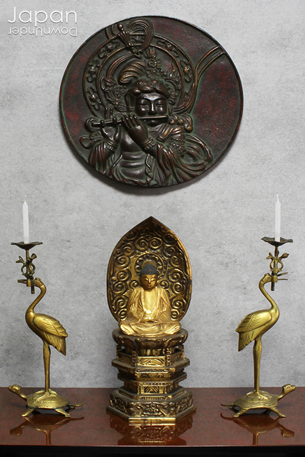 Elevate the energy of your space with this vintage gold gilt Amida Nyorai statue — a true masterpiece of Japanese craftsmanship. Handcrafted with precision, this antique statue embodies the  spiritual beauty of one of Buddhism’s most revered figures.