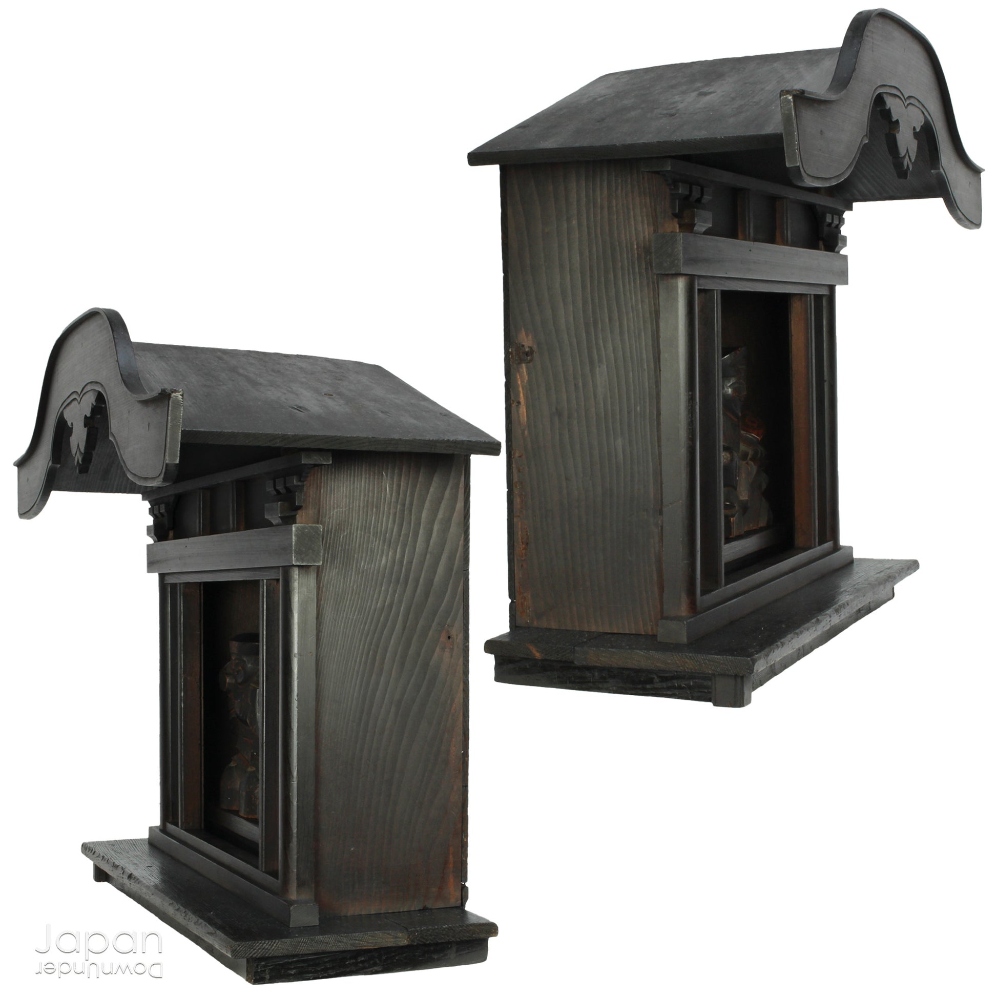 Experience the profound spirituality and artistry of Japan with this authentic Shinto folk faith shrine, dating back to the Meiji era. Perfectly suited for your own kamidana (god shelf) or as a sacred focal point within your home, this antique shrine honors the beloved lucky gods Ebisu and Daikoku - symbols of prosperity, good fortune, and well-being.