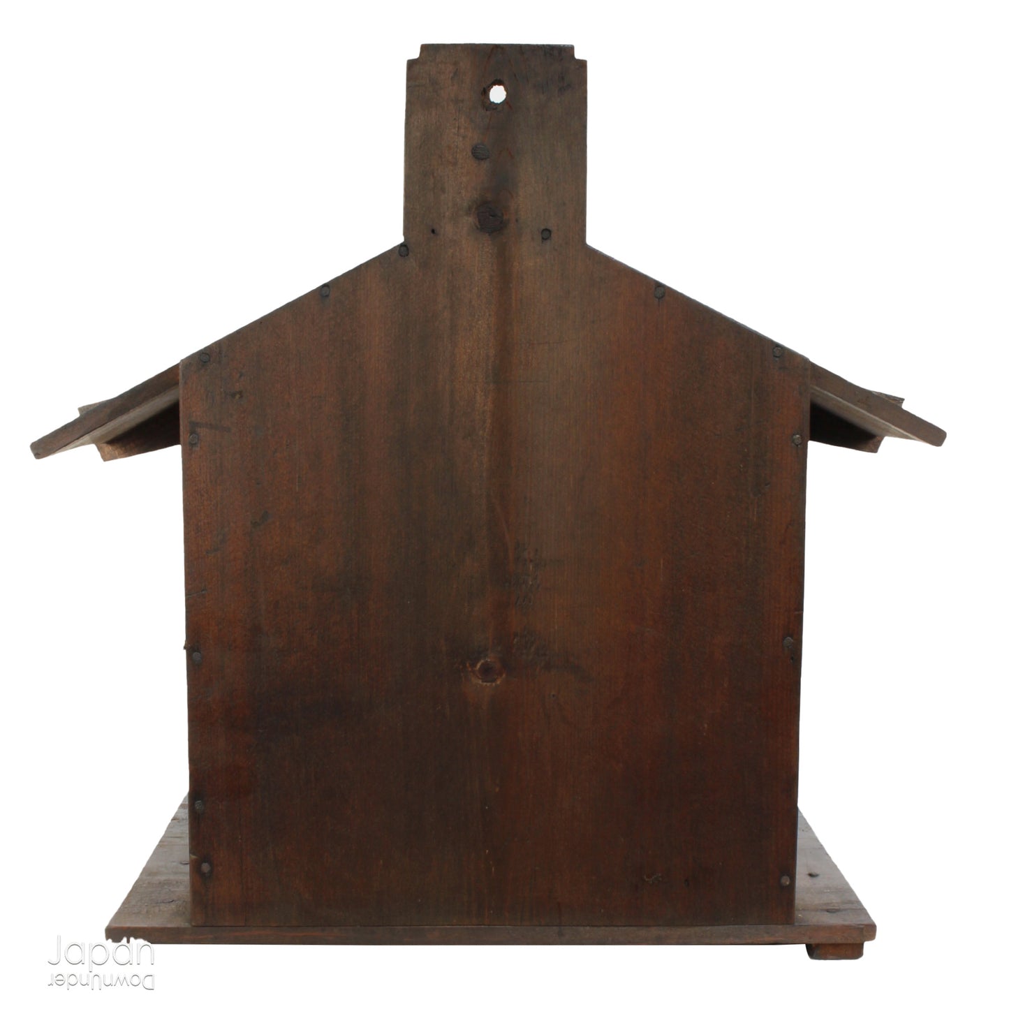 A perfect addition to your spiritual space, this quaint rustic antique Shinto shrine, made to be placed on the kamidana (god shelf), houses the lucky god Ebisu and Daikoku. The charming hand crafted god house embodies the essence of Shinto folk faith