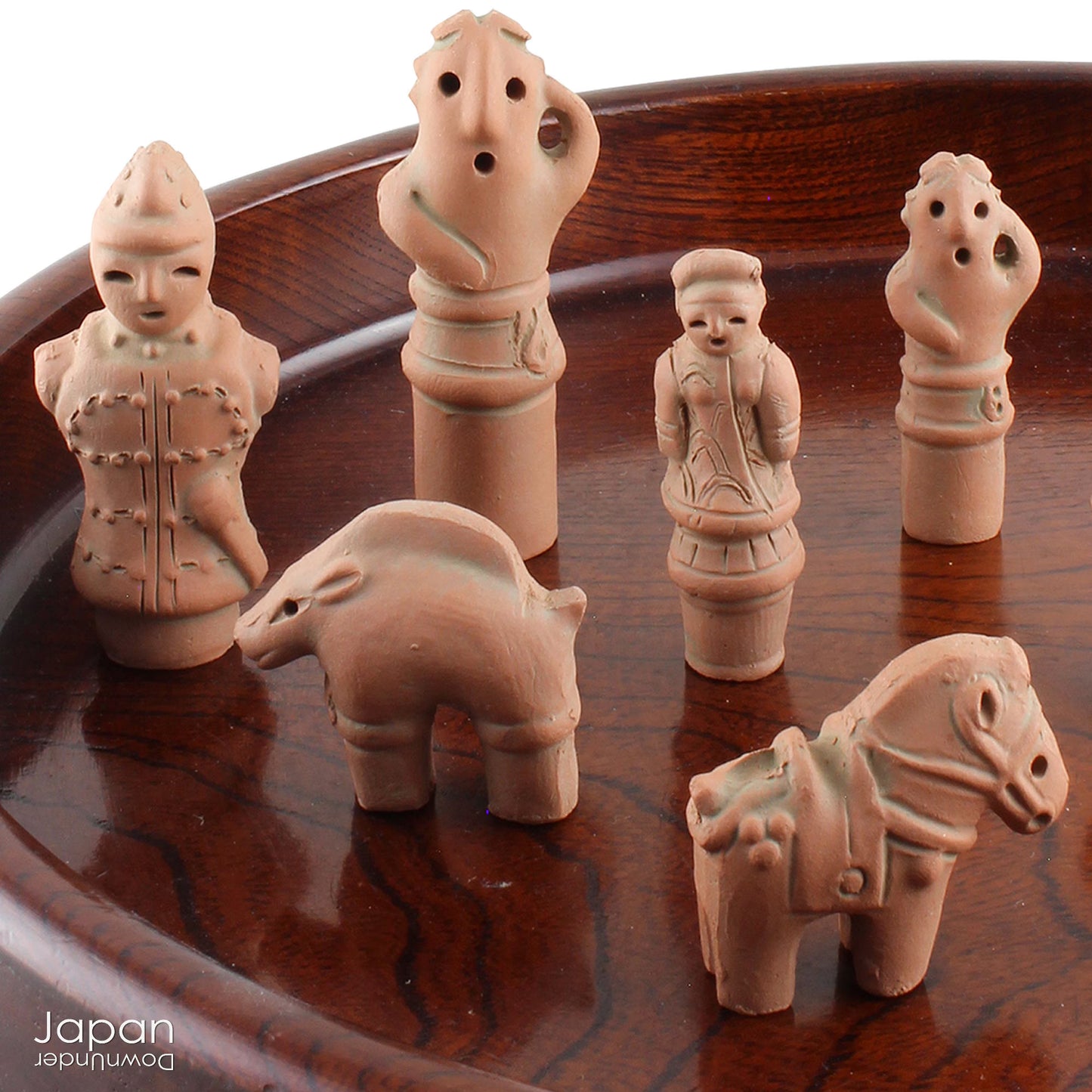 miniature japanese terracotta grave figurines - historical artifact ornament set