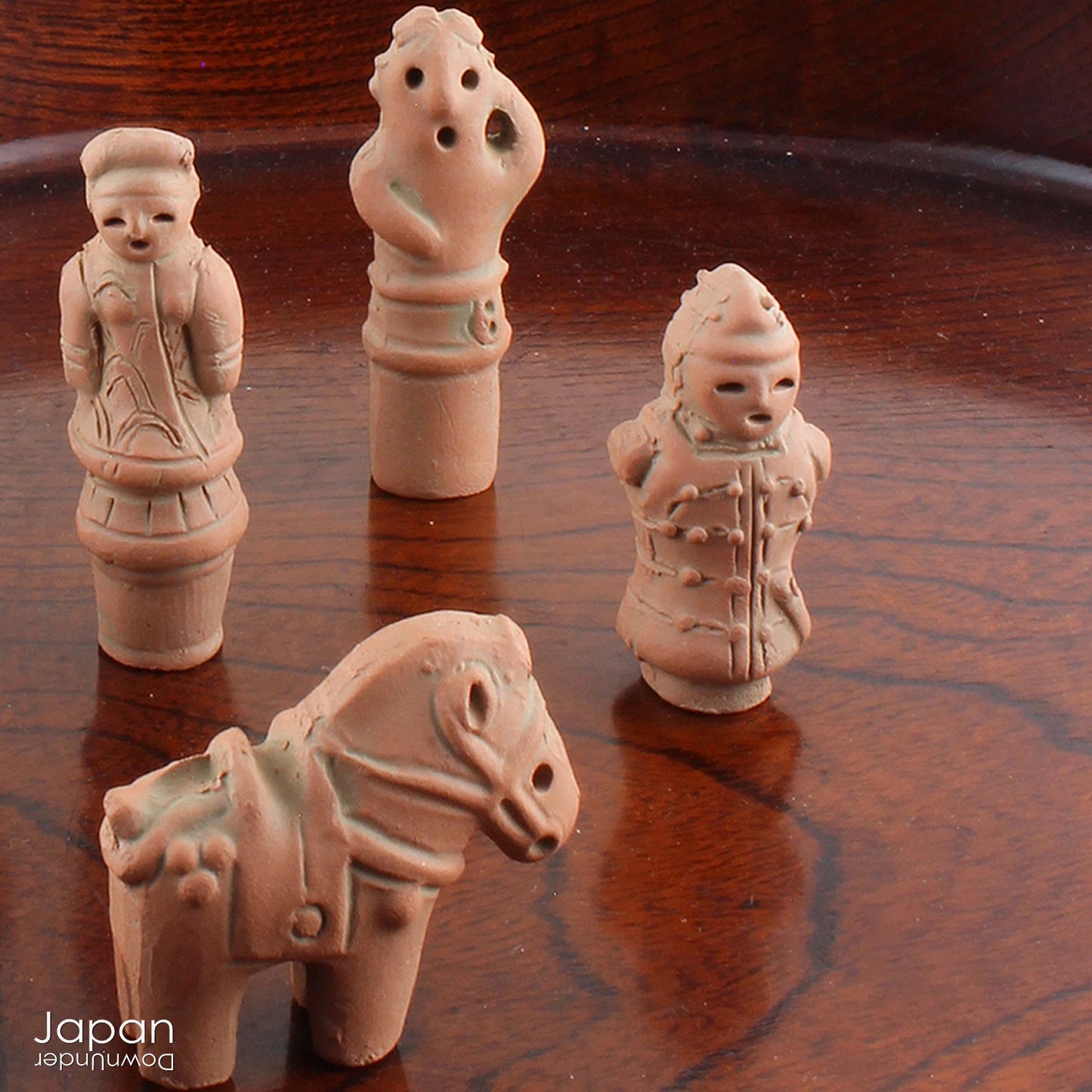miniature japanese terracotta grave figurines - historical artifact ornament set