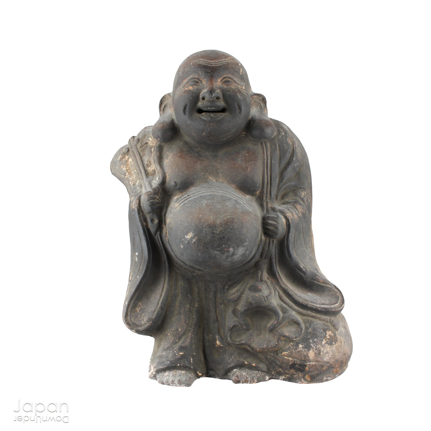 A wonderful piece of history, this charming 1800’s clay doll, shaped as Hotei, is the god of contentment and happiness and the guardian of children. This unique Shinto amulet is a rare find, adding a touch of whimsy and protection to your home.