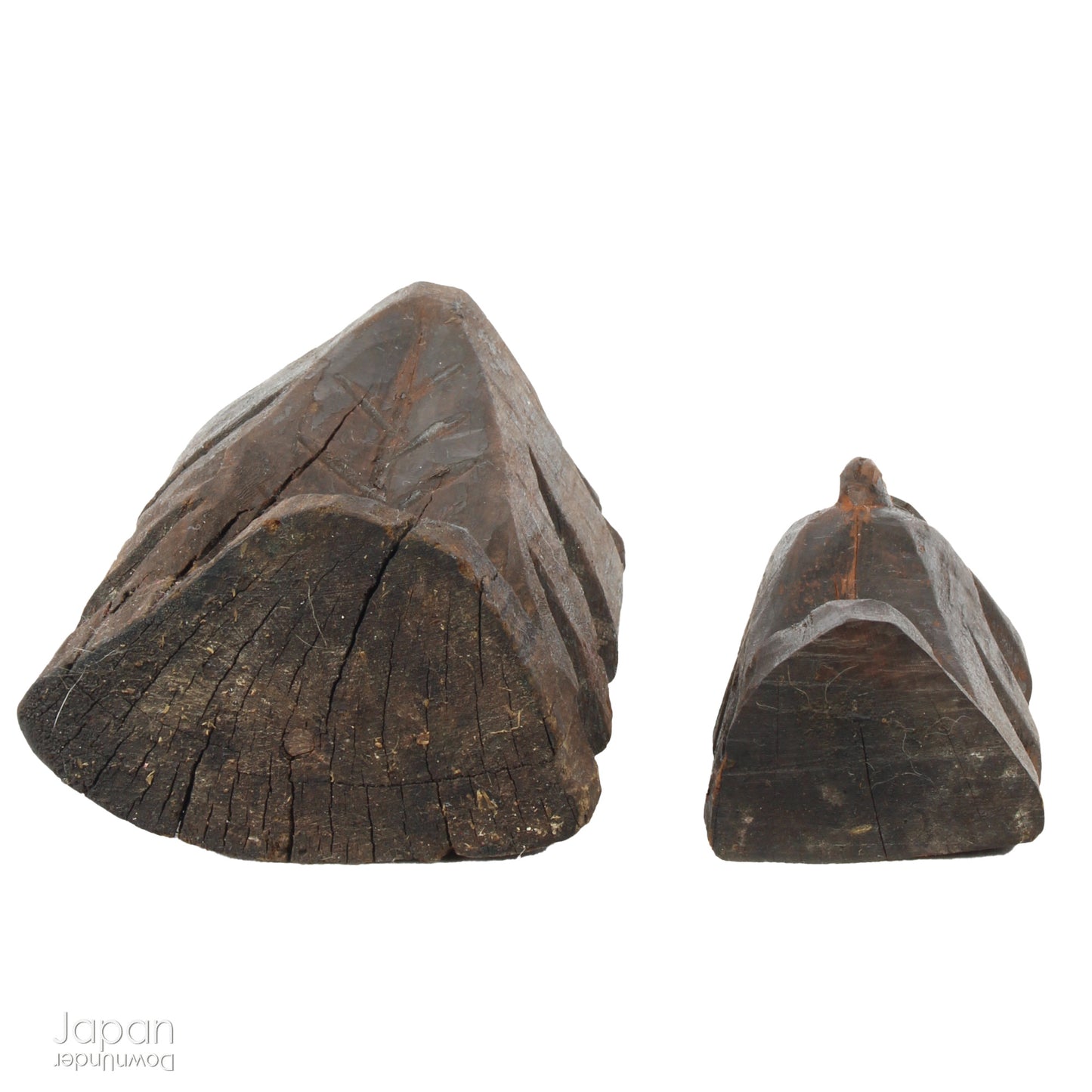 A collection of old hand-carved Enku-style Buddha and Kannon statues.  Enku was a Buddhist monk, much loved for his simple, folk art statues, carved during his many pilgrimages  to the mountains.  These old carvings are made of a light wood.