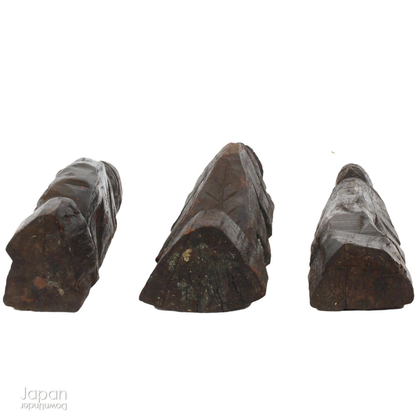 A collection of old hand-carved Enku-style Buddha and Kannon statues.  Enku was a Buddhist monk, much loved for his simple, folk art statues, carved during his many pilgrimages  to the mountains.  These old carvings are made of a light wood.