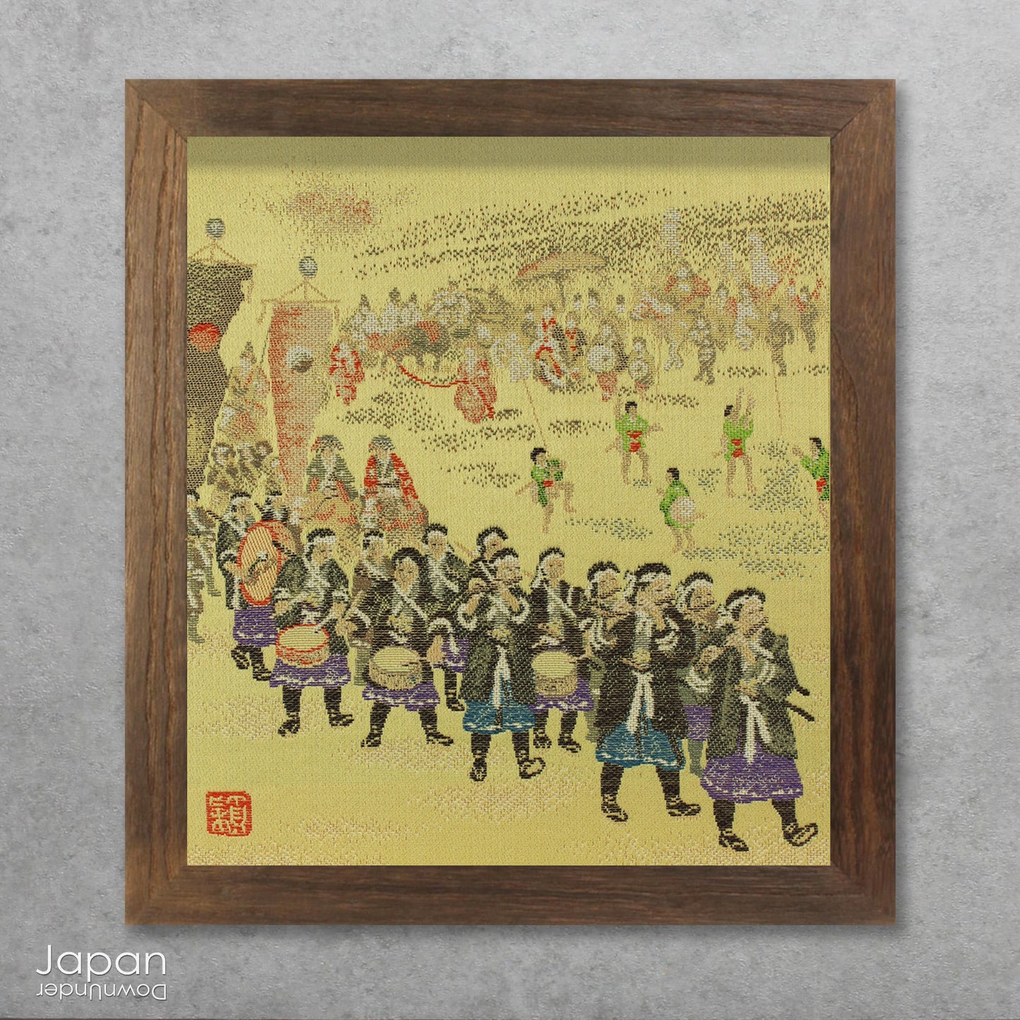 Elevate your space with the quiet elegance of Japanese tradition through this exquisite vintage silk tapestry - an Aya Nishijin-ori masterpiece - expertly woven and mounted on a classic shikishi art board. Glistening silk threads, delicate gold accents, and a richly hued palette draw the viewer in, making this a striking focal point for any interior and a true gem for admirers of fine Japanese craftsmanship.