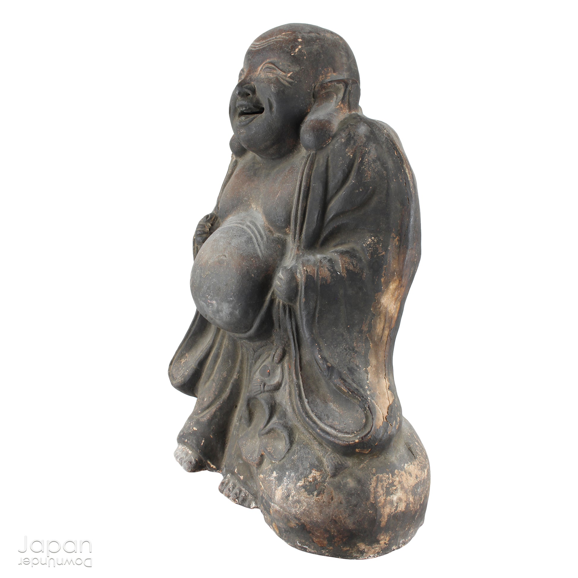 A wonderful piece of history, this charming 1800’s clay doll, shaped as Hotei, is the god of contentment and happiness and the guardian of children. This unique Shinto amulet is a rare find, adding a touch of whimsy and protection to your home.
