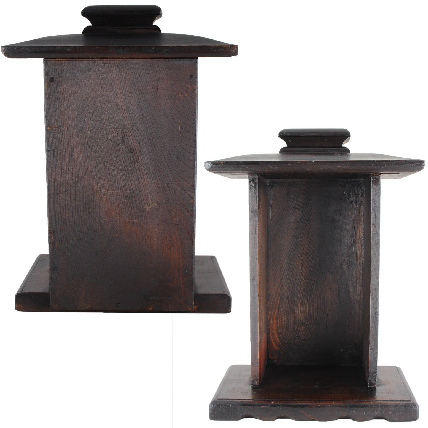 A perfect addition to your spiritual space, this quaint rustic antique Shinto shrine, made to be placed on the kamidana (god shelf), houses the lucky god Daikoku. The charming hand crafted god house embodies the essence of Shinto folk faith, creating an atmosphere of serenity in your home. A meaningful decor piece, that not only celebrates traditional Japanese beliefs but also invites blessings into your home.

